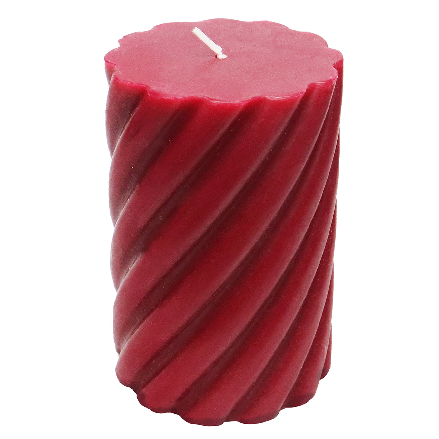 Willow Crossley Red Unscented Twisted Pillar Candle, 3x4