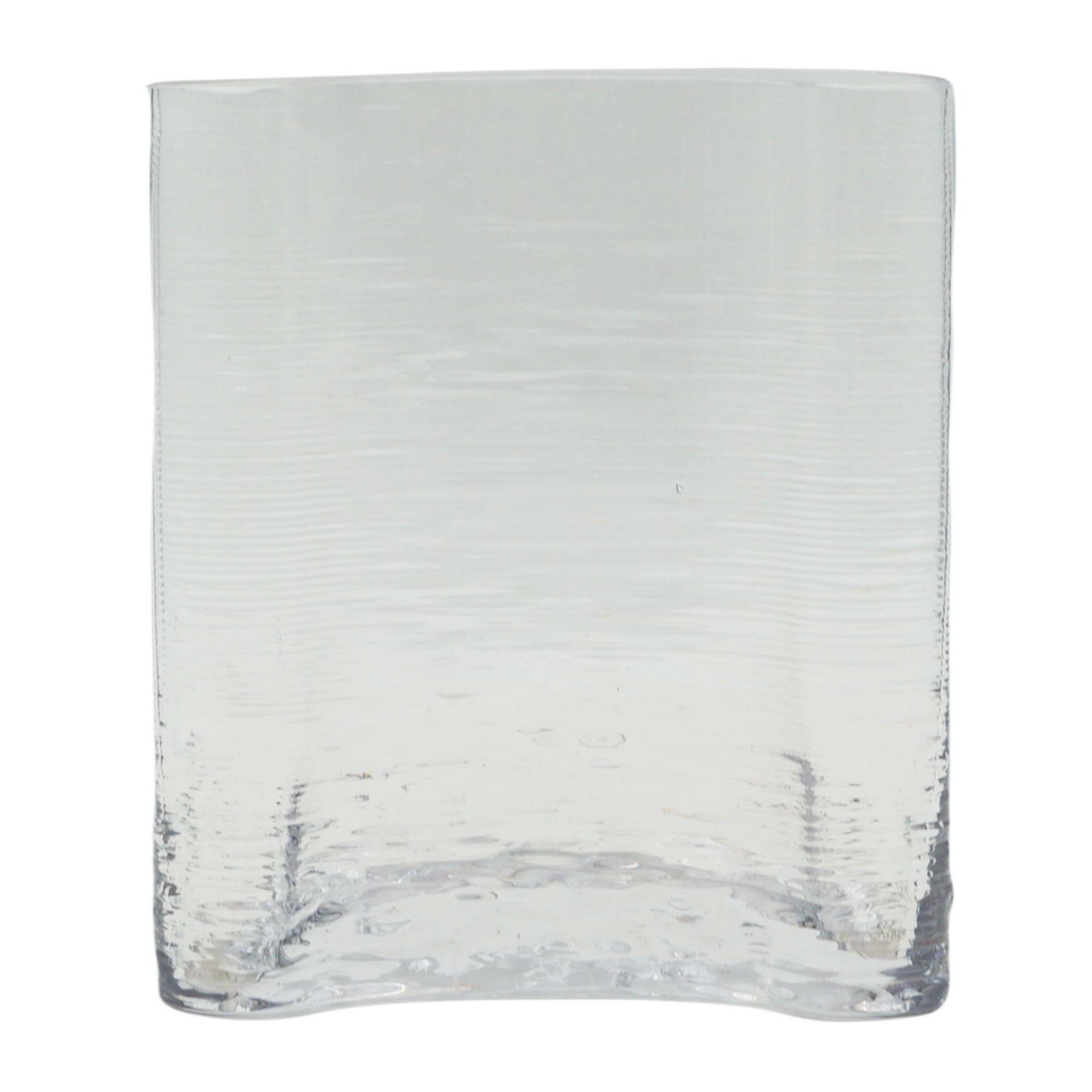 Thin Curved Clear Glass Vase, 8"