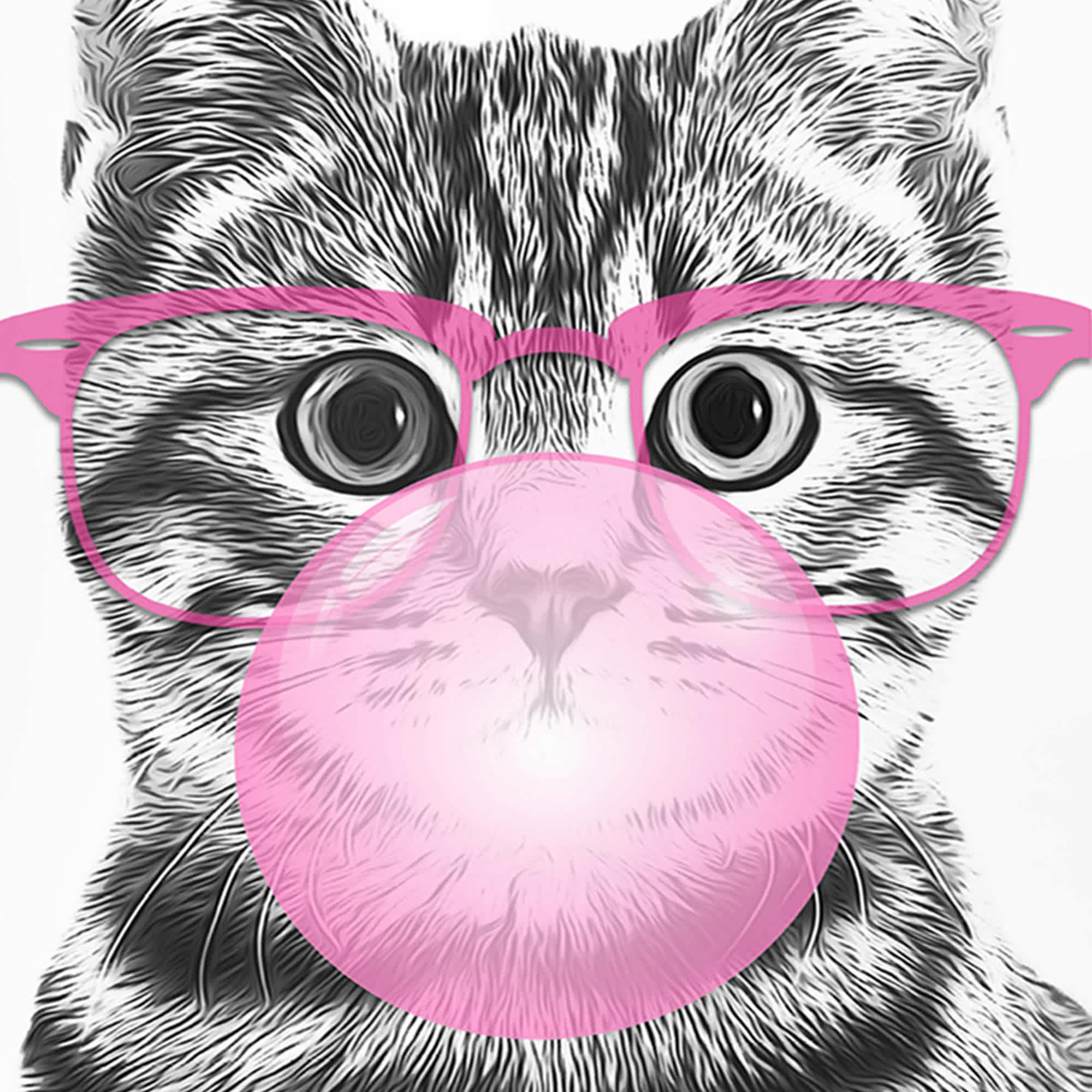 Pink Gum Cat Tabletop Art, 6x8