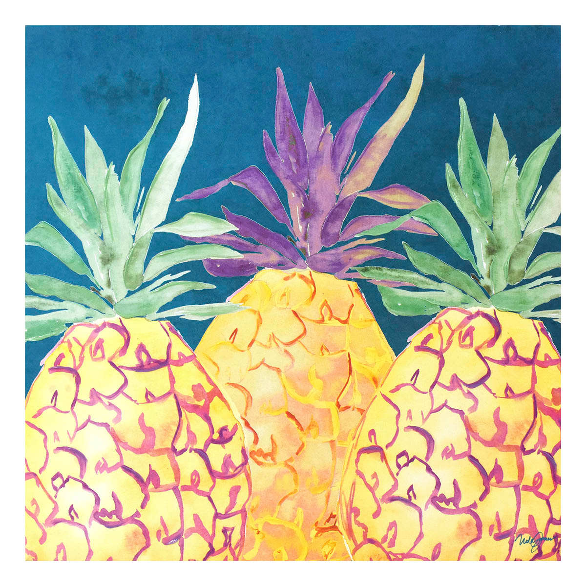 Colorful Pineapple Canvas Wall Art, 24"