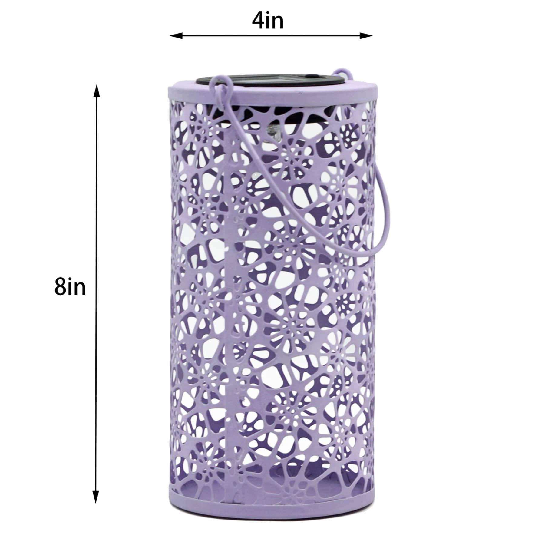 Purple Metal Solar Outdoor Lantern, 8"