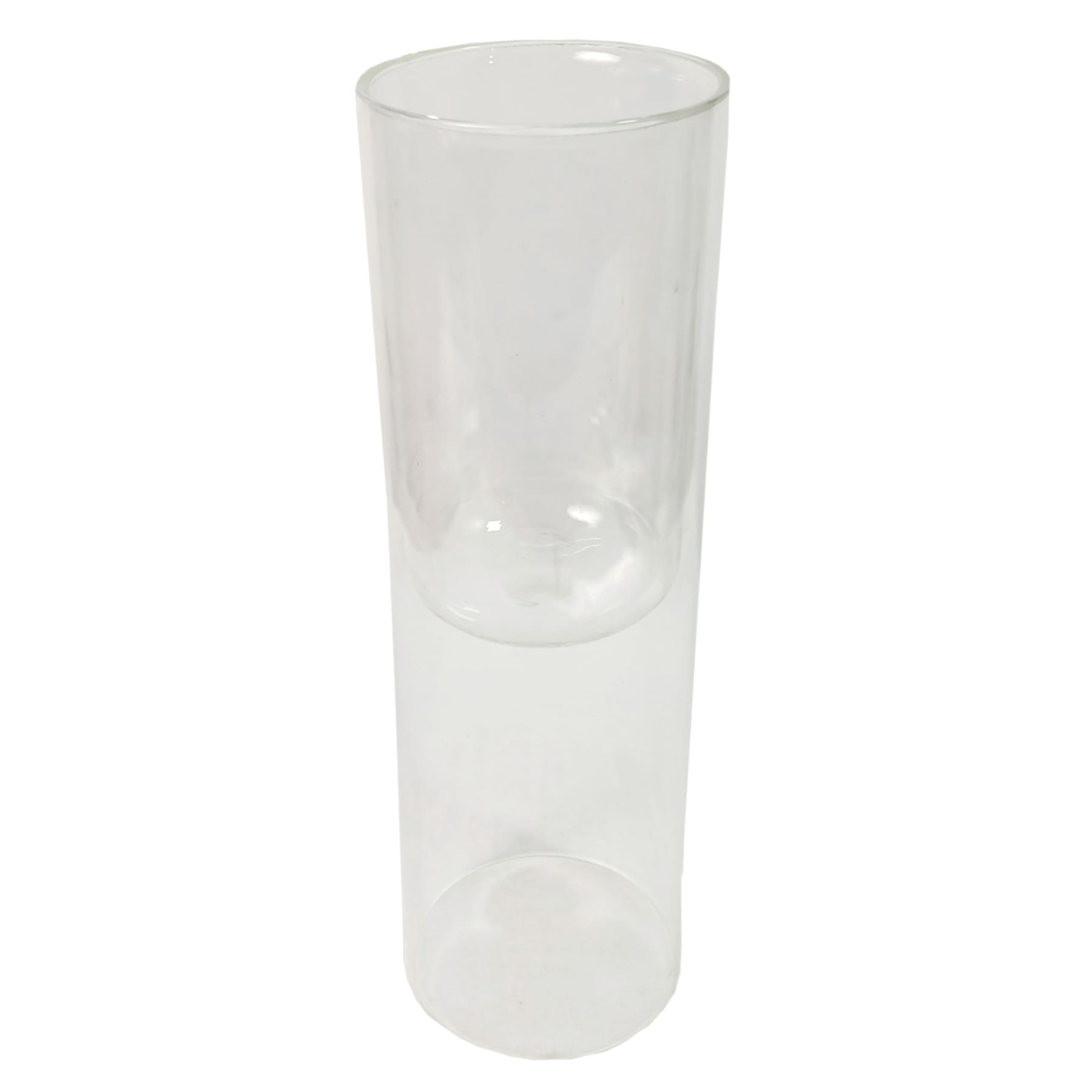 Clear Double Wall Glass Vase, 13"