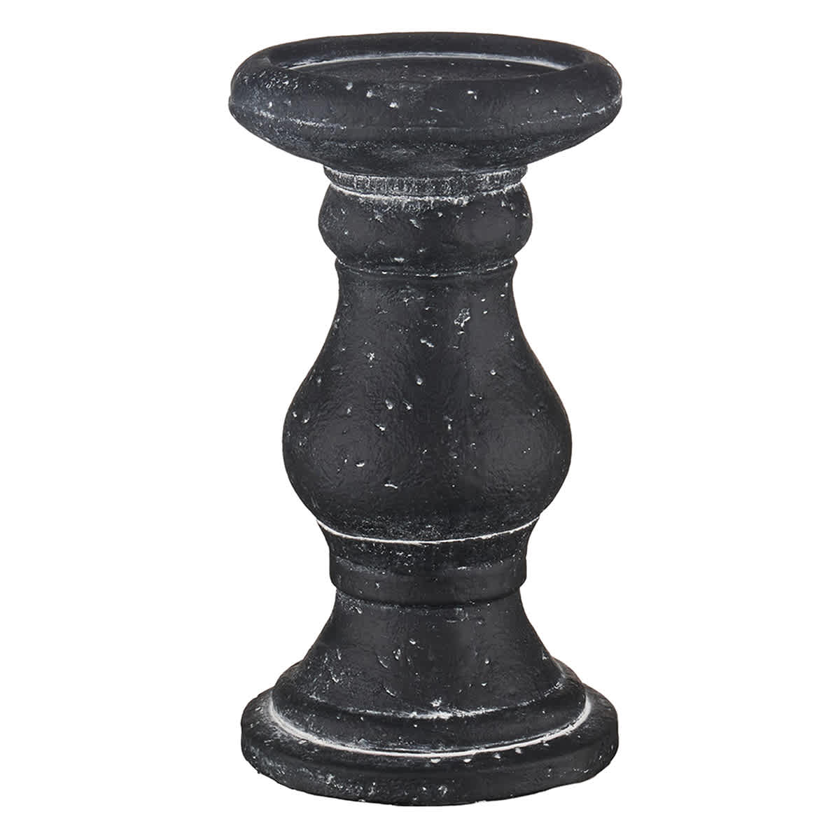 Black Cement Candle Holder, 7"