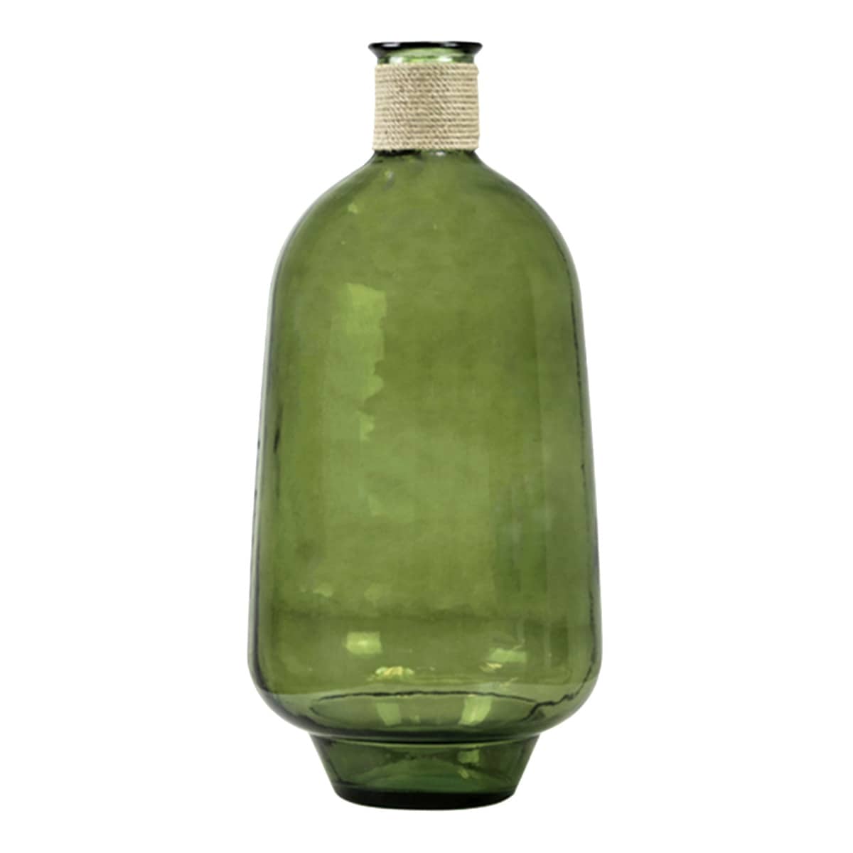 Green Spanish Glass Vase with Rope, 24"