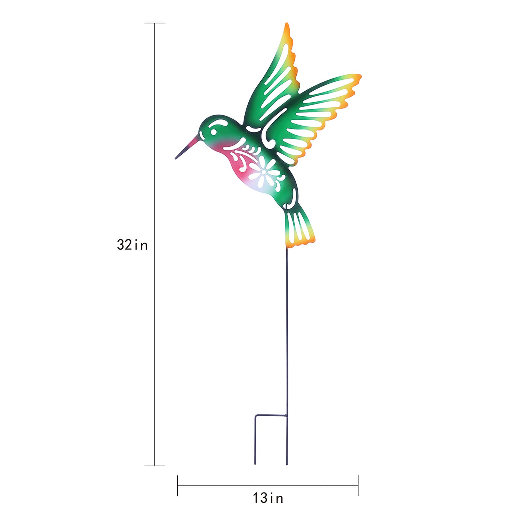 Hummingbird Metal Yard Stake, 32"