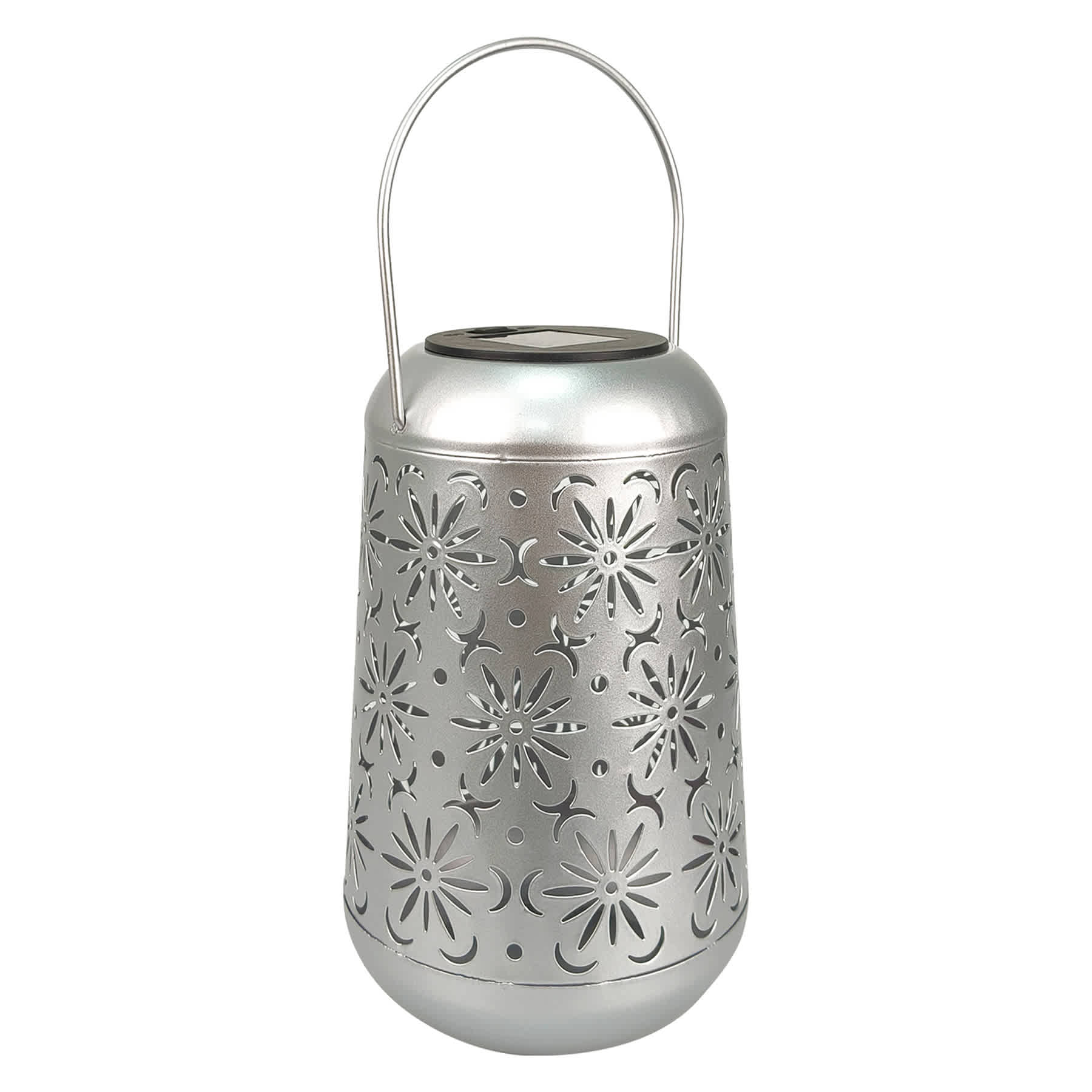 Silver Geometric Outdoor Lantern, 7"