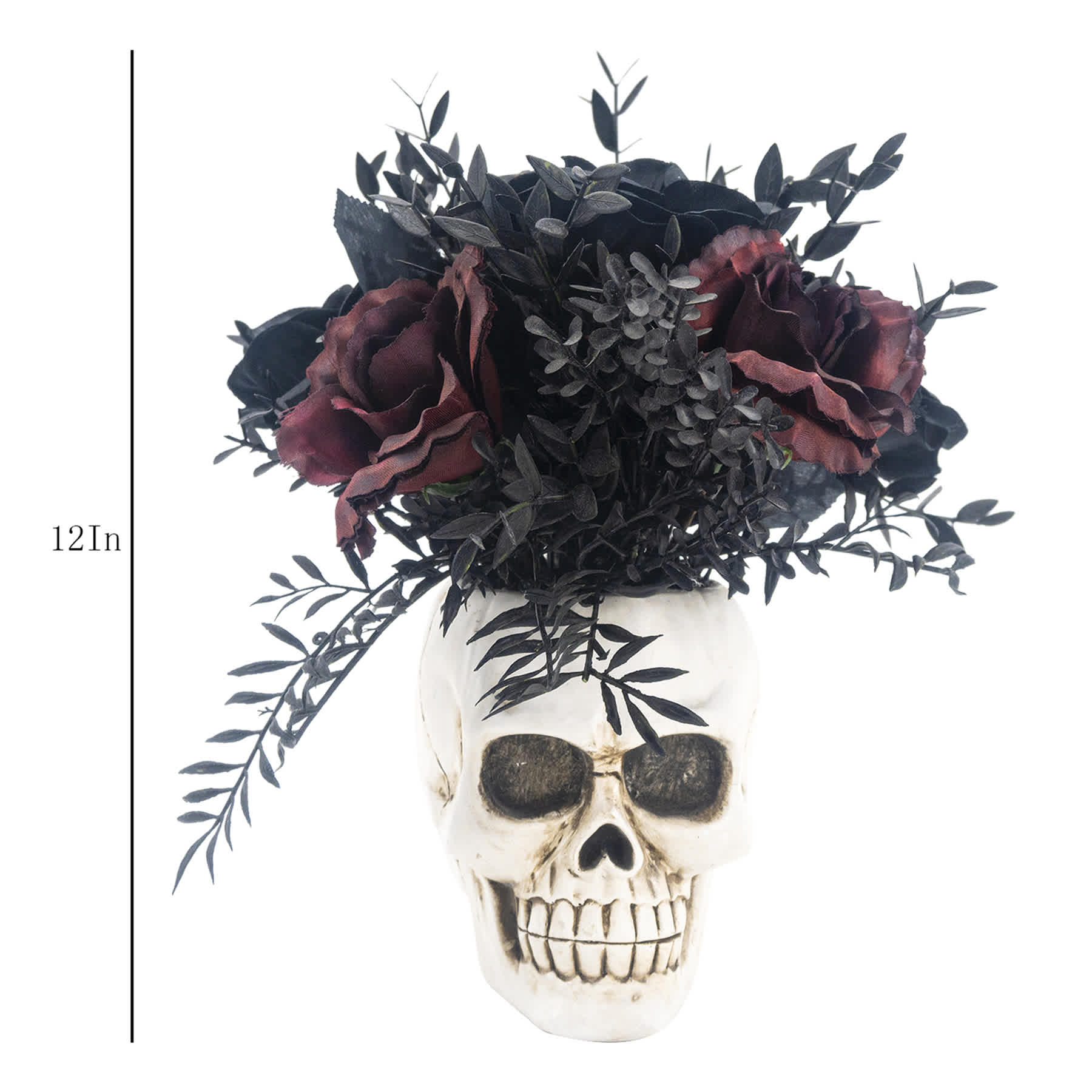 Midnight Shadows Red & Black Rose Arrangement, 12"