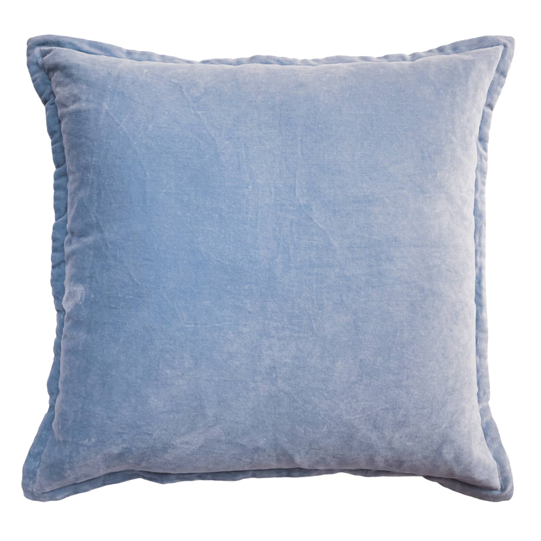 Providence Blue Cotton Velvet Euro Throw Pillow, 24"
