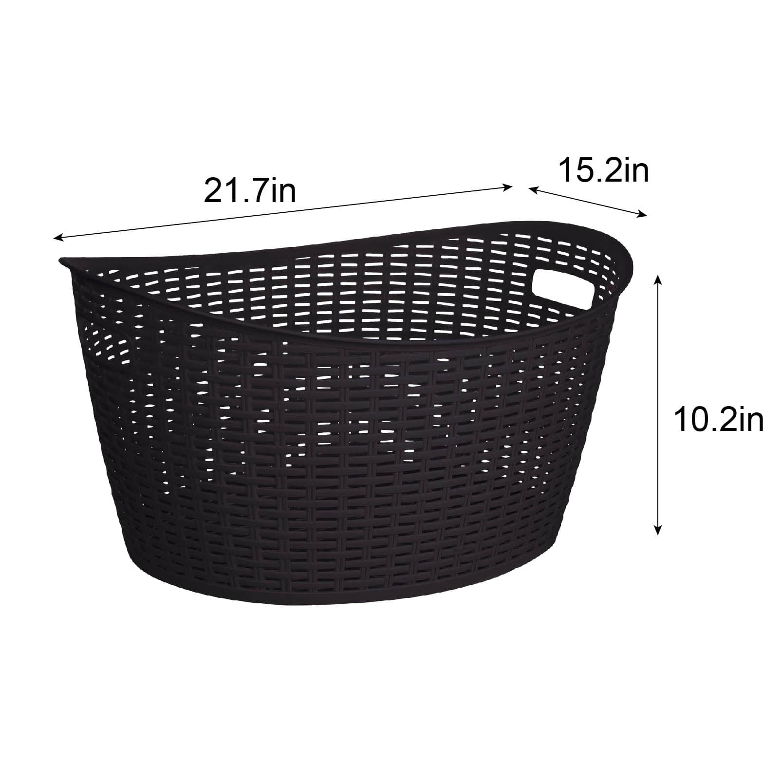 Black Onyx Oval Crossover Weave Rattan Pattern Storage Basket, 28l