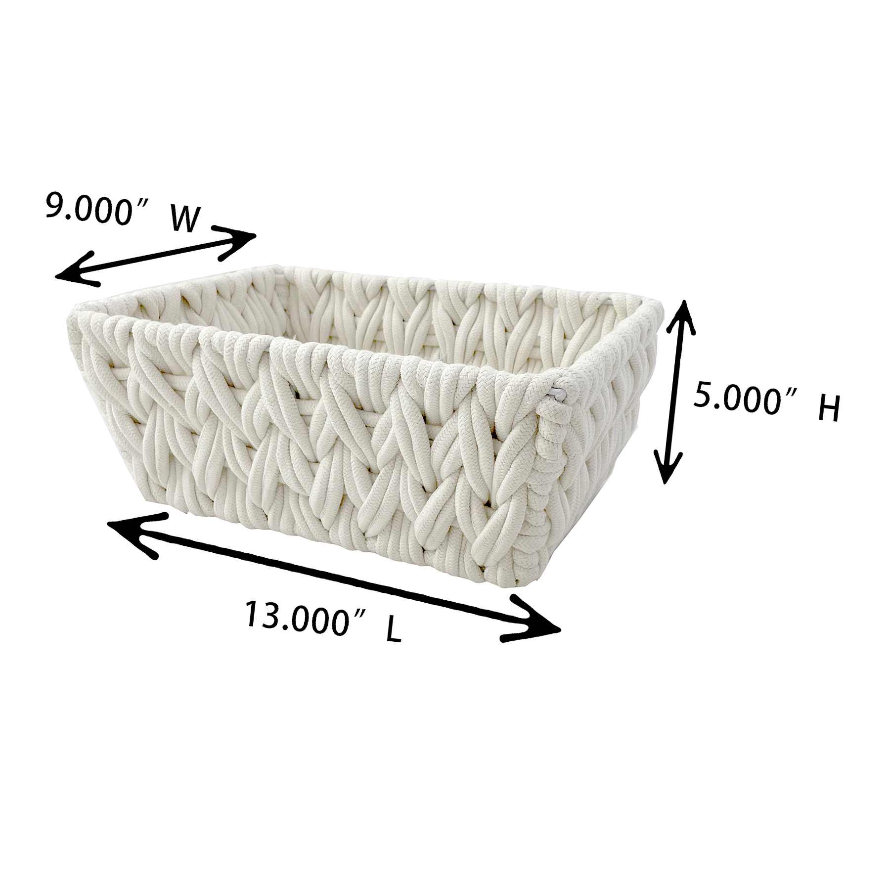 Tapered Rectangle Poly Rope Storage Basket, White