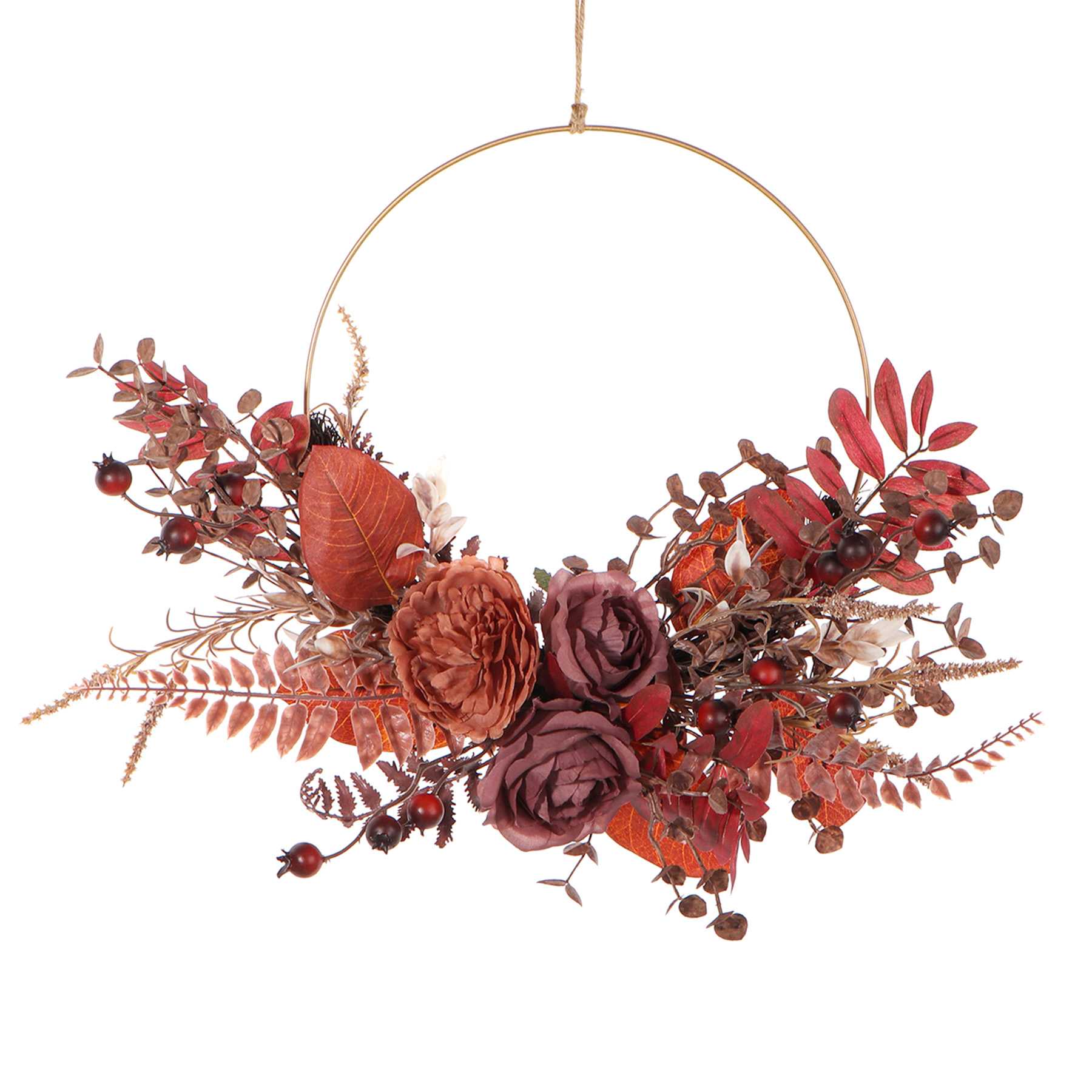 Fall Rose Half Wreath, 20"