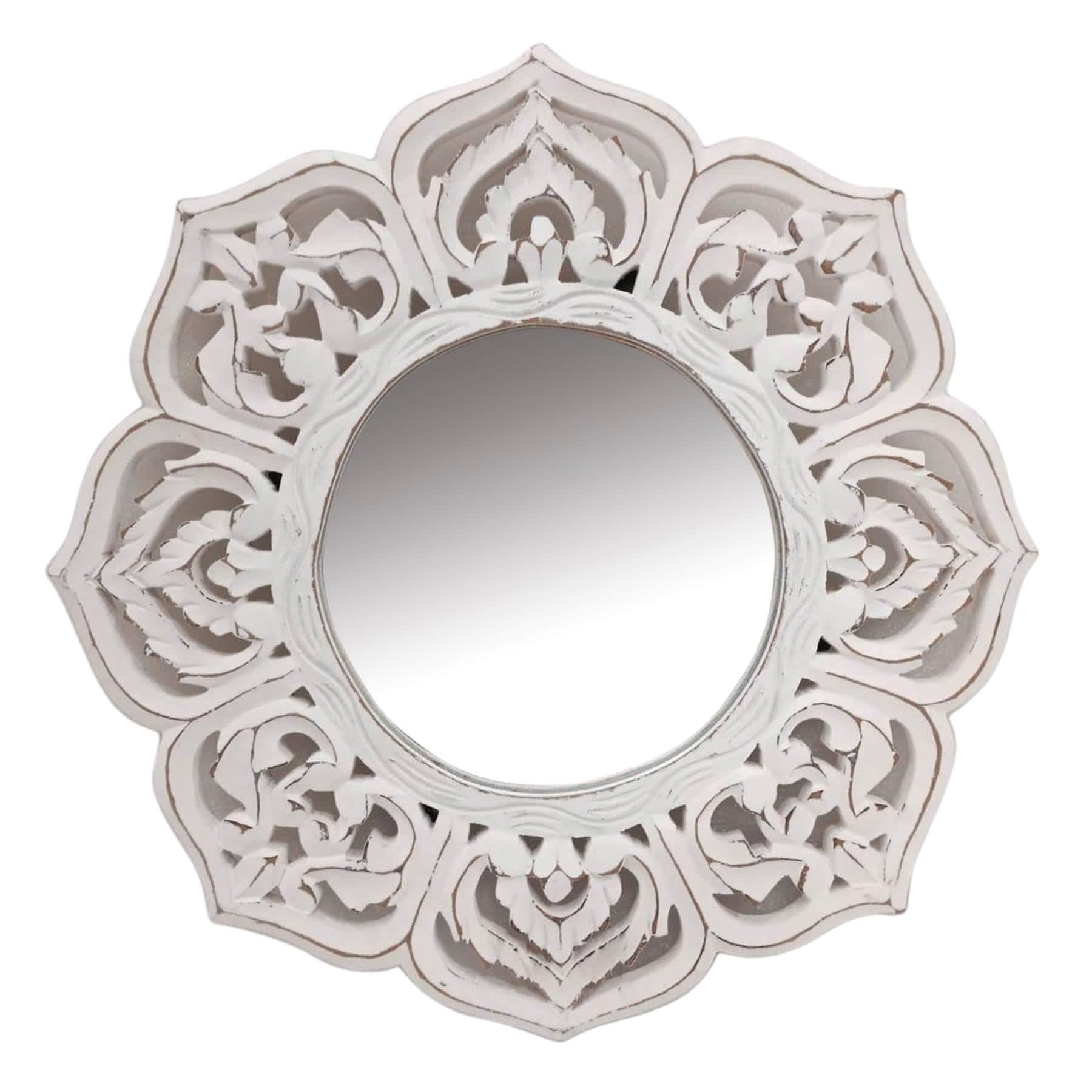 White Carved Wall Mirror, 14"