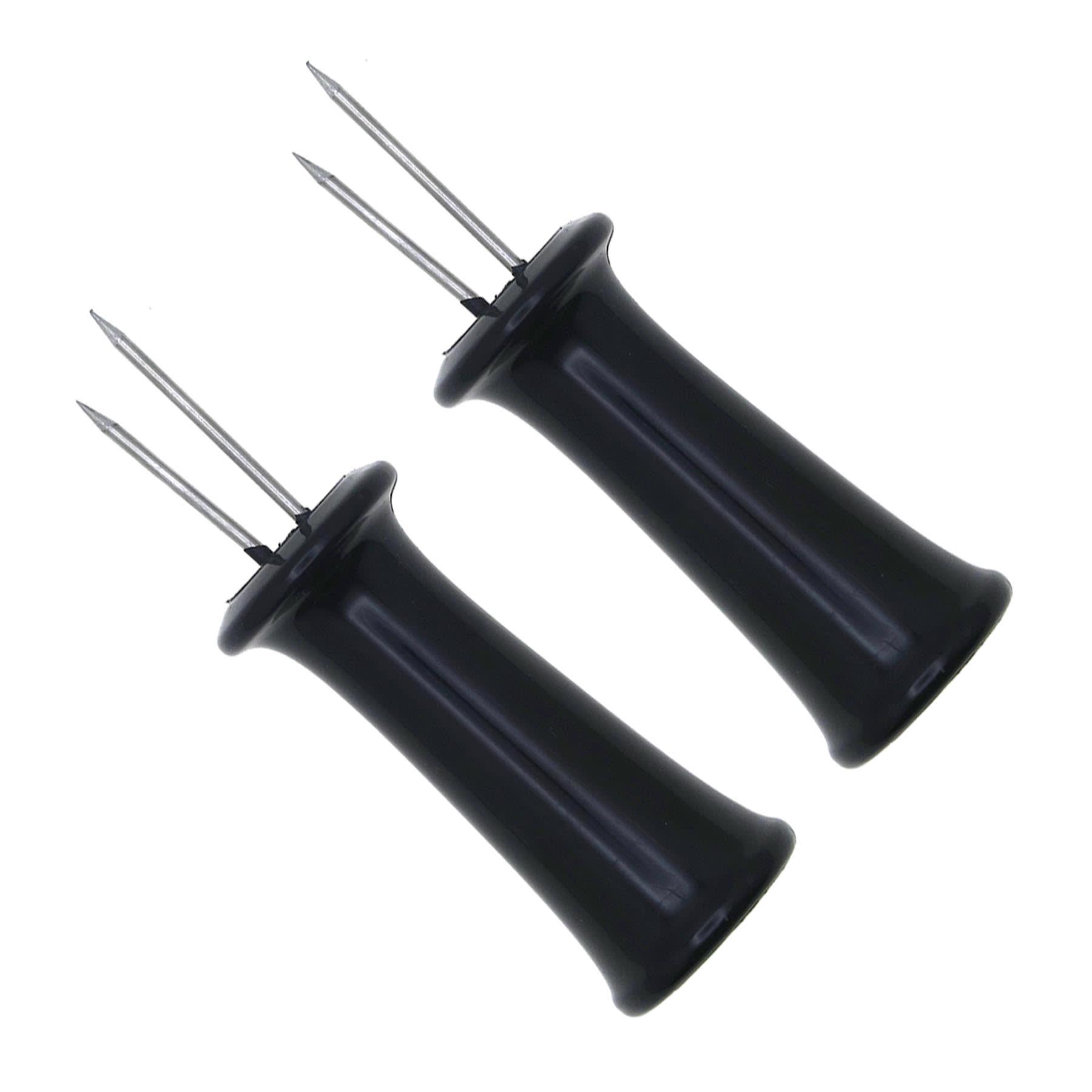 Set of 4 Corn Holders with Black Handles