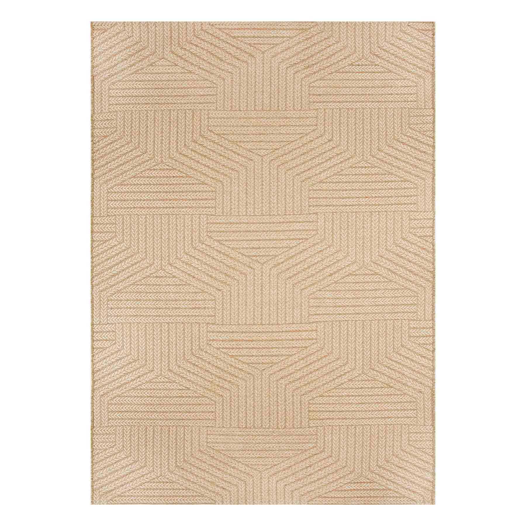 (E457) Ruby Natural Flatweave Outdoor Area Rug, 5x7