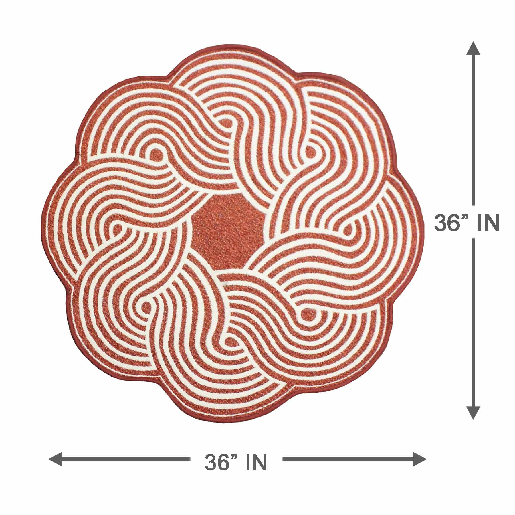 Elmbrook Red Border Round Washable Accent Rug, 3'