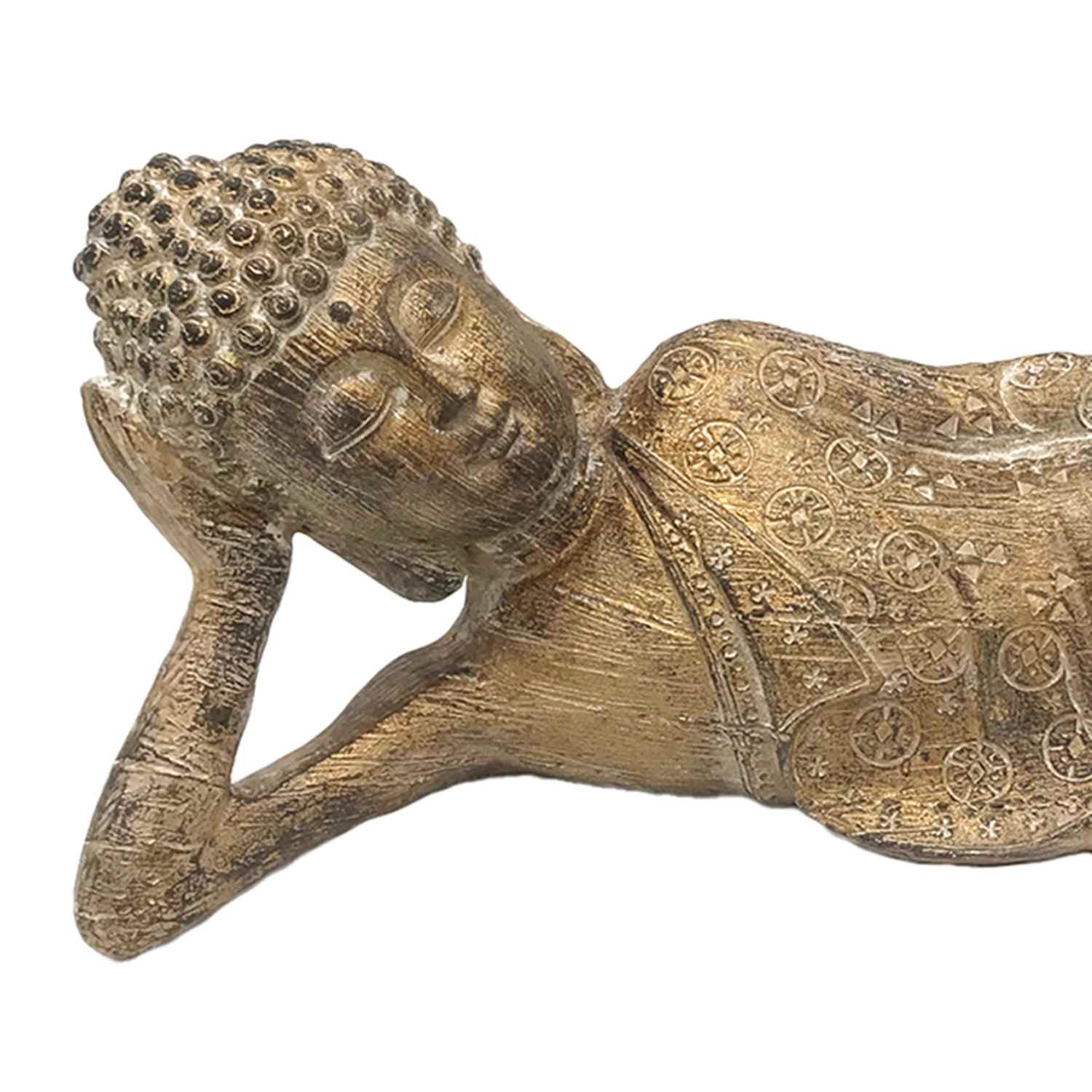 Found & Fable Gold Reclining Buddha Statue, 11.8"