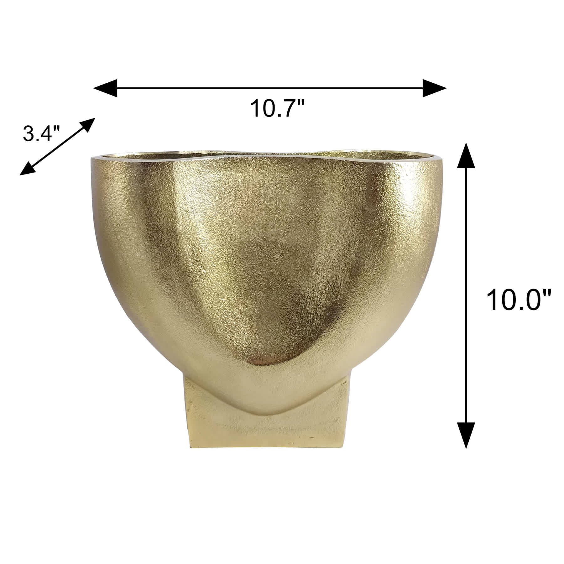 Gold Aluminum Pinched Vase, 10"