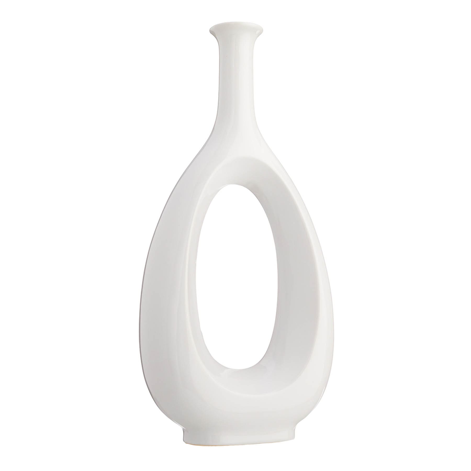 Laila Ali Open White Ceramic Vase, 19"