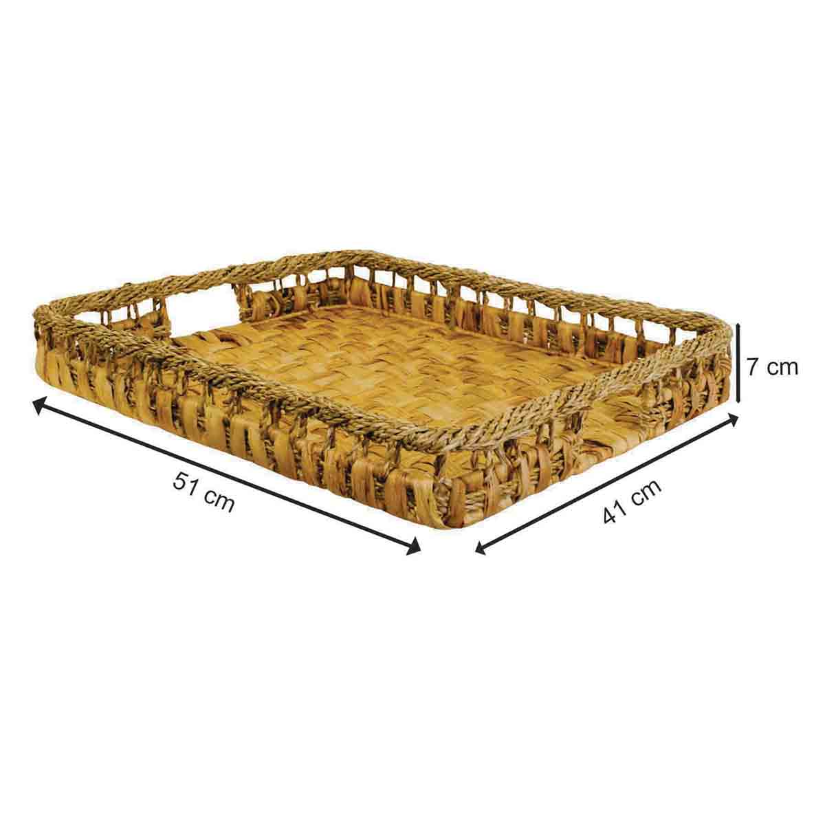 Woven Water Hyacinth & Seagrass Rectangle Tray, 20x16