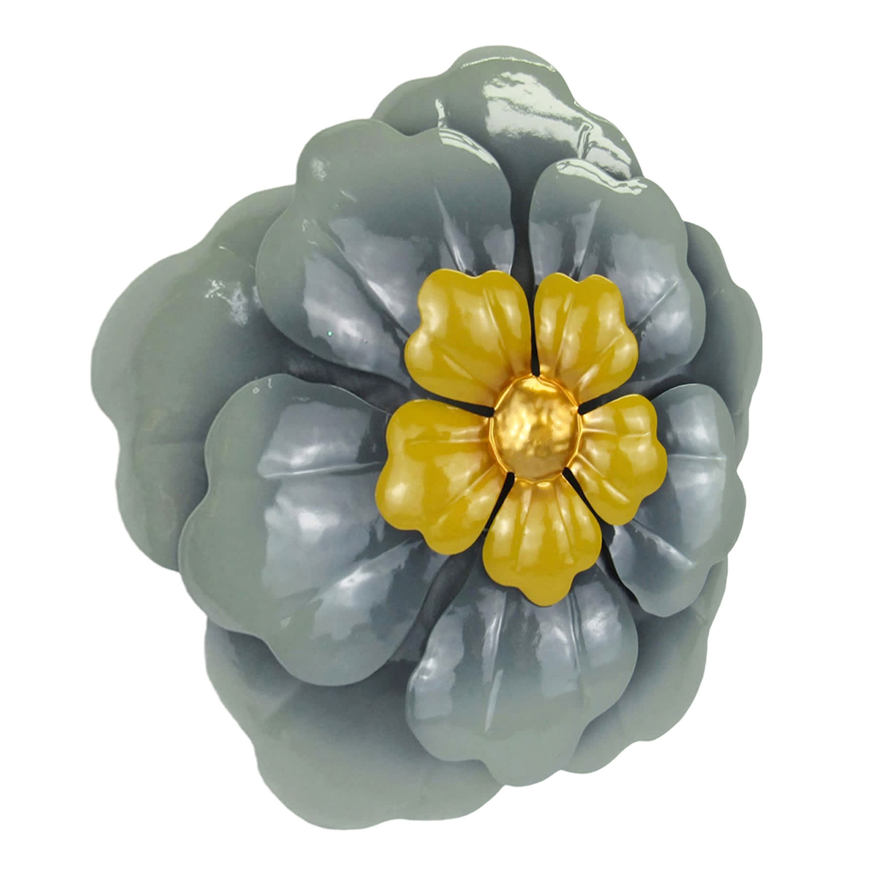 Honeybloom Blue Metal Flower Outdoor Wall Decor, 12"