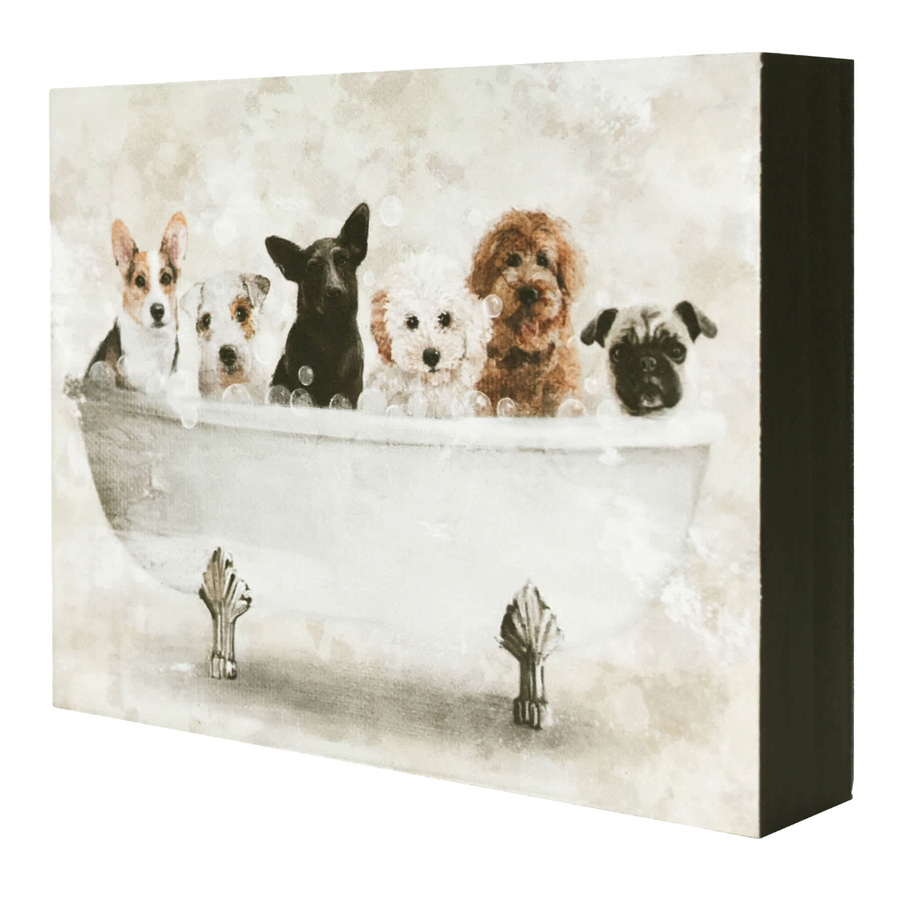 Dog Wash Bathtub Table Art, 8x6
