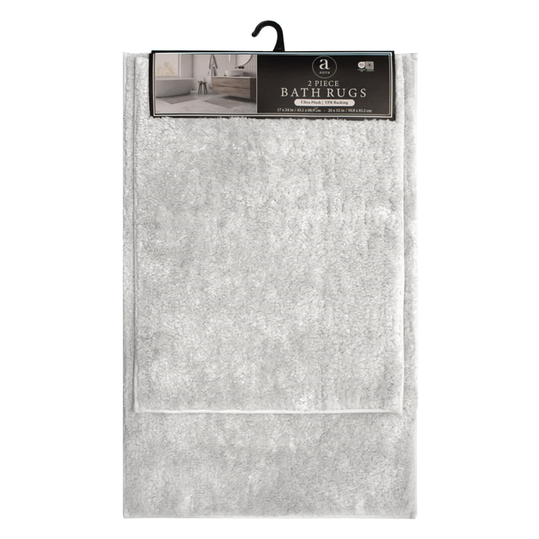 2-Piece Leo Grey Microfiber Bath Rug Set