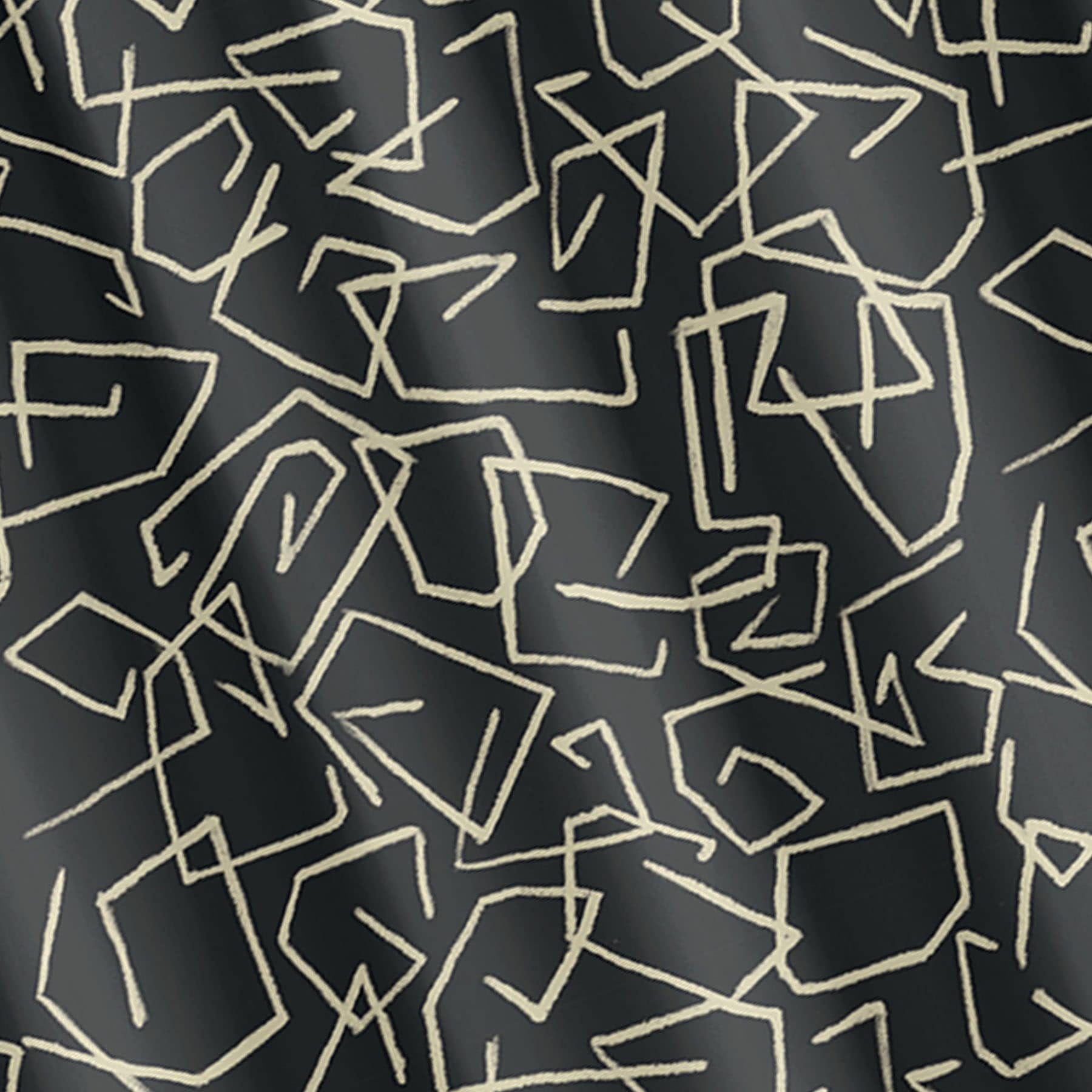 Crosby St. Black Modern Abstract Printed Shower Curtain, 72"
