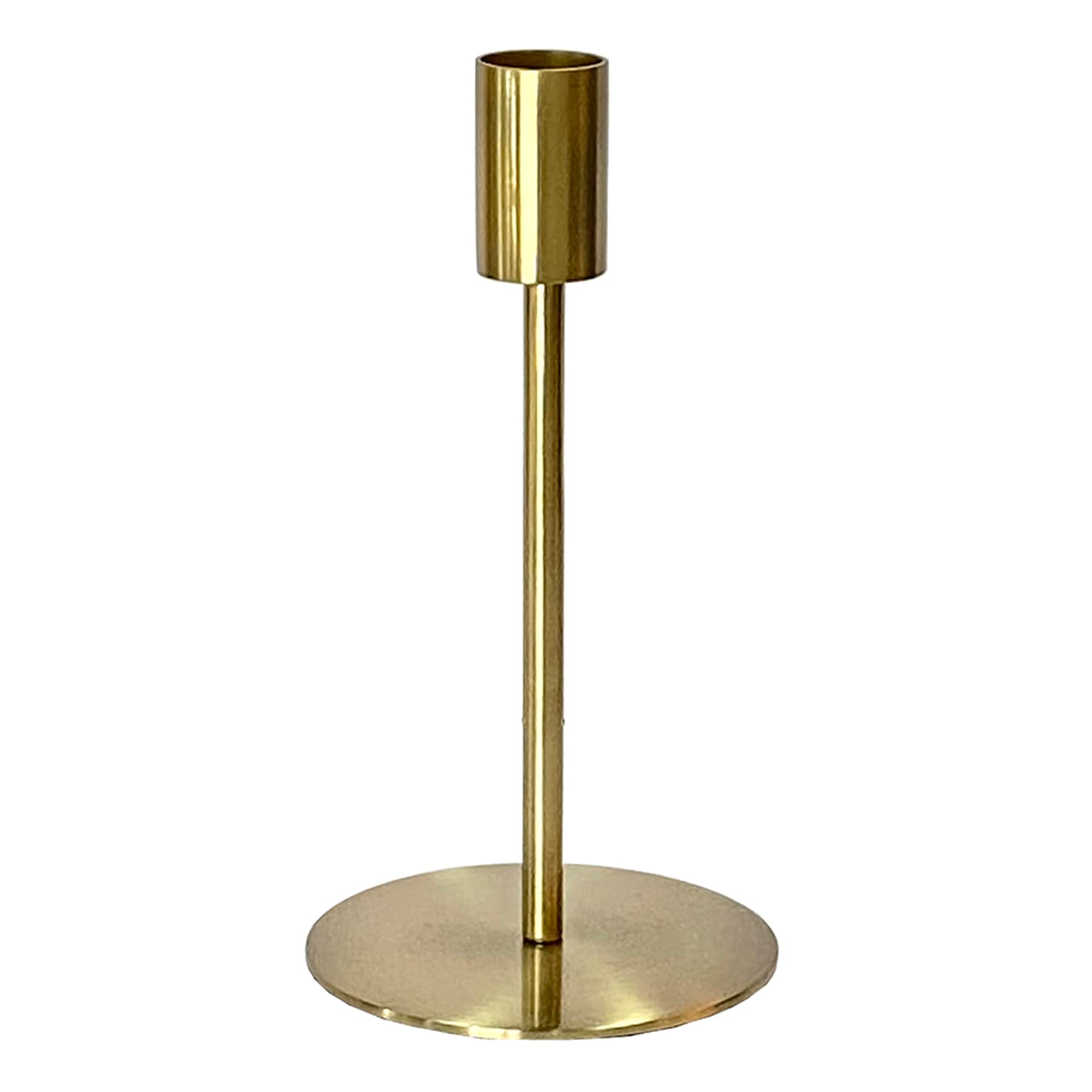 Gold Metal Taper Candle Holder, 7"