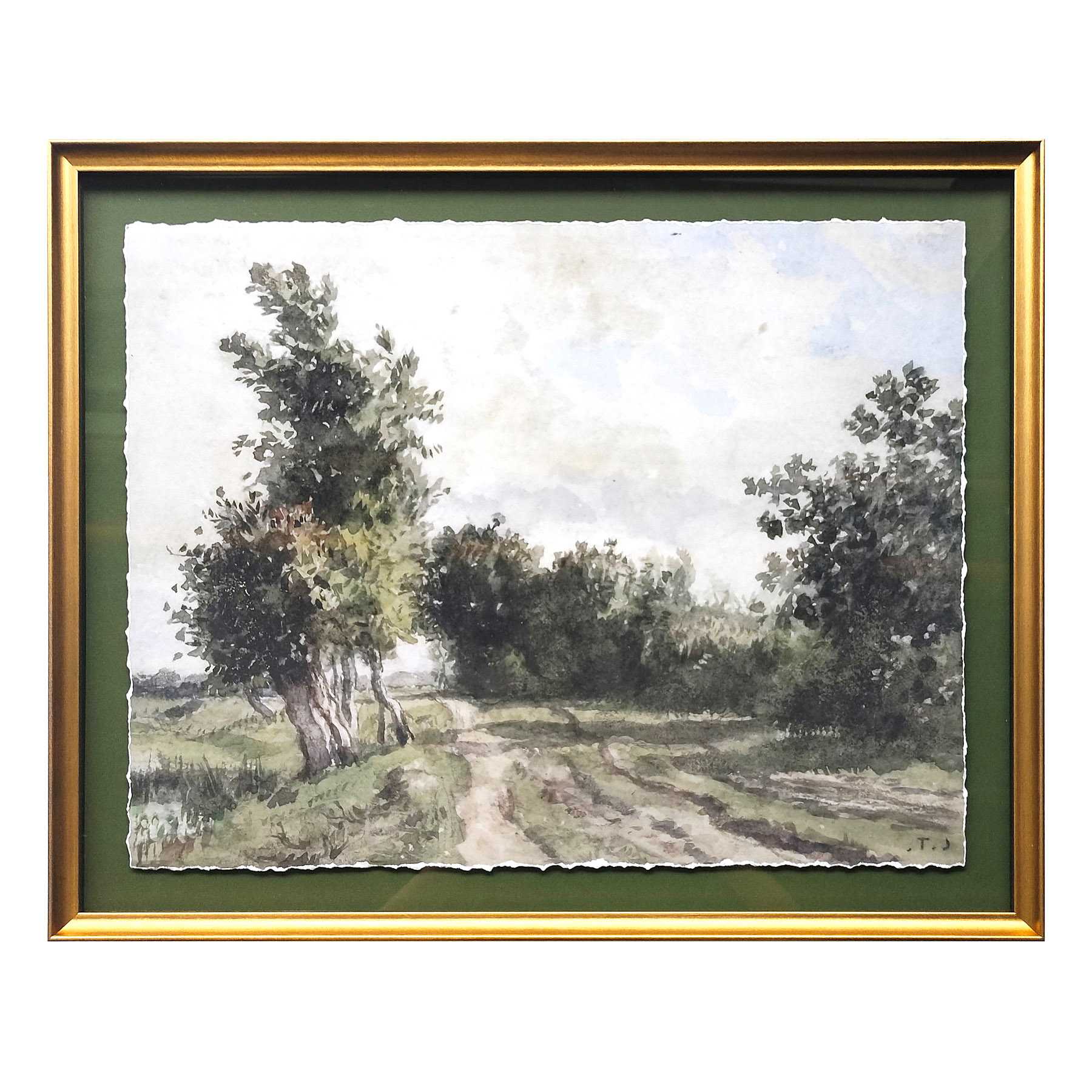 Honeybloom Glass Framed Oil Painted Landscape Wall Art, 23x29