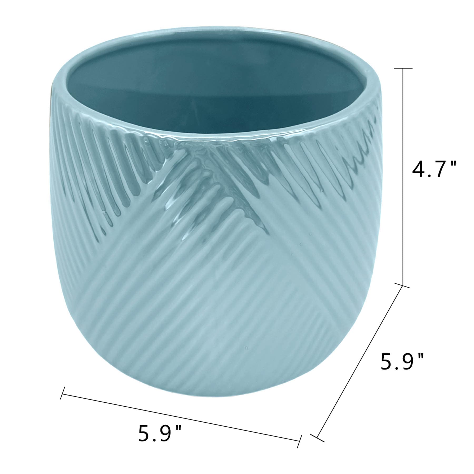 Oh Joy! Indoor Mila Blue Ribbed Iridescent Planter, 6"