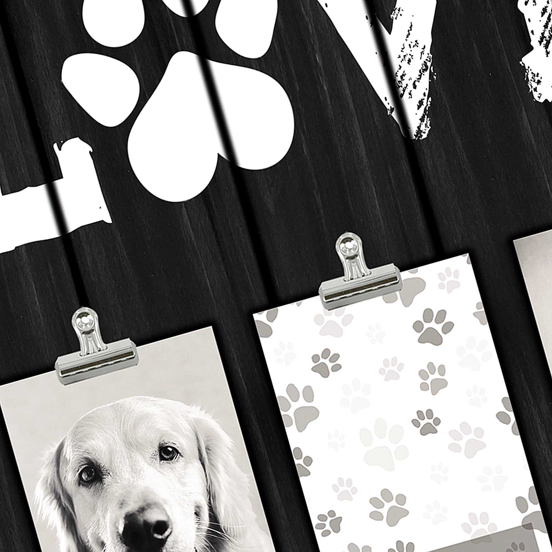 3-Clip Love with Paw Printed Collage Picture Frame, 15.7x17.5