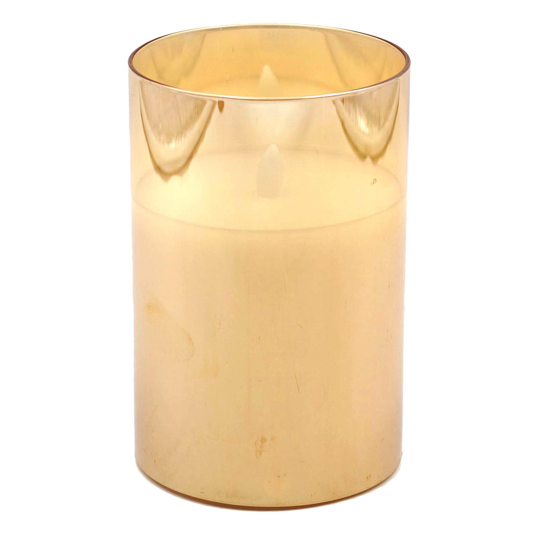 Honeybloom Amber Glass LED Pillar Candle, 4x6