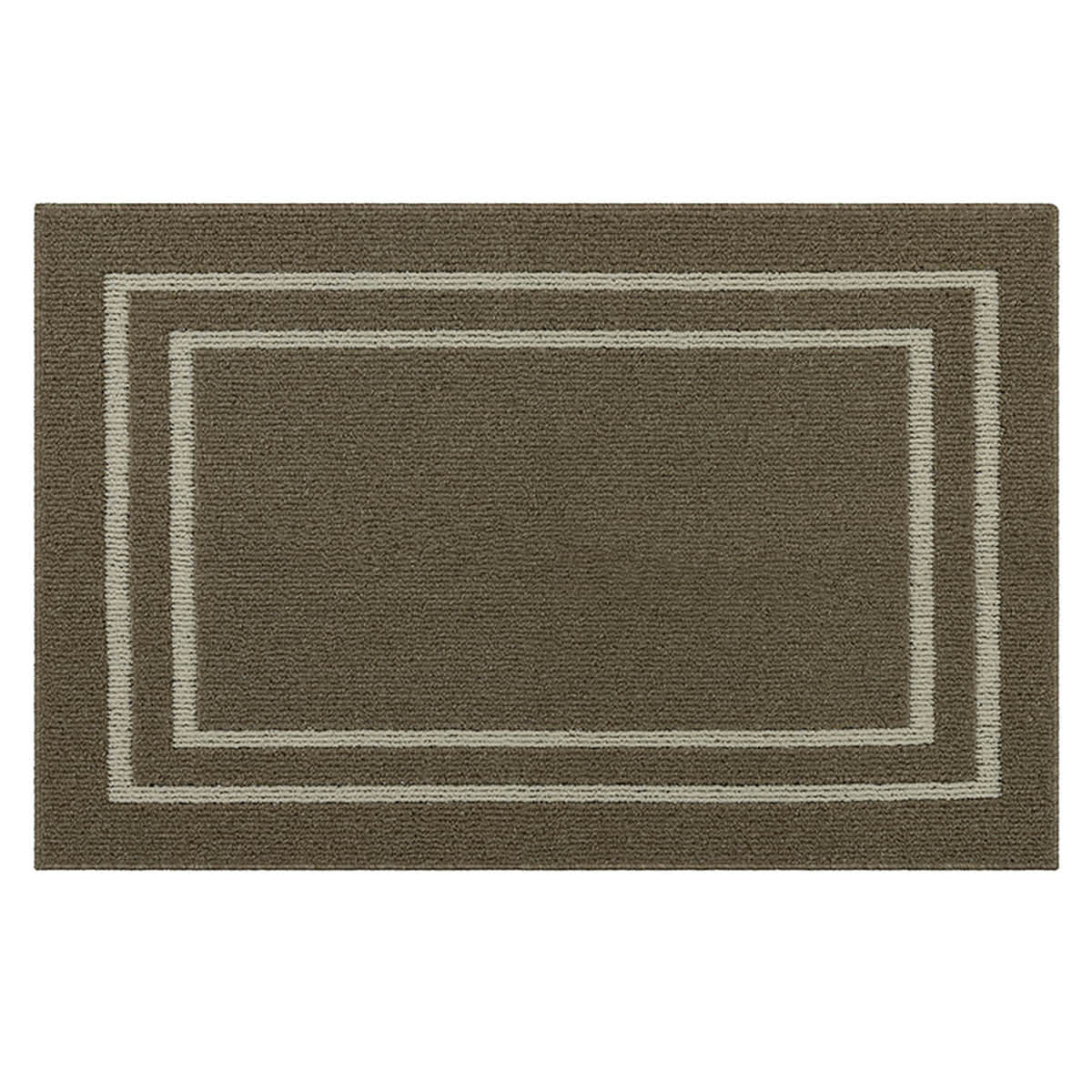 Beige Double Border Washable Tufted Accent Rug, 20x30