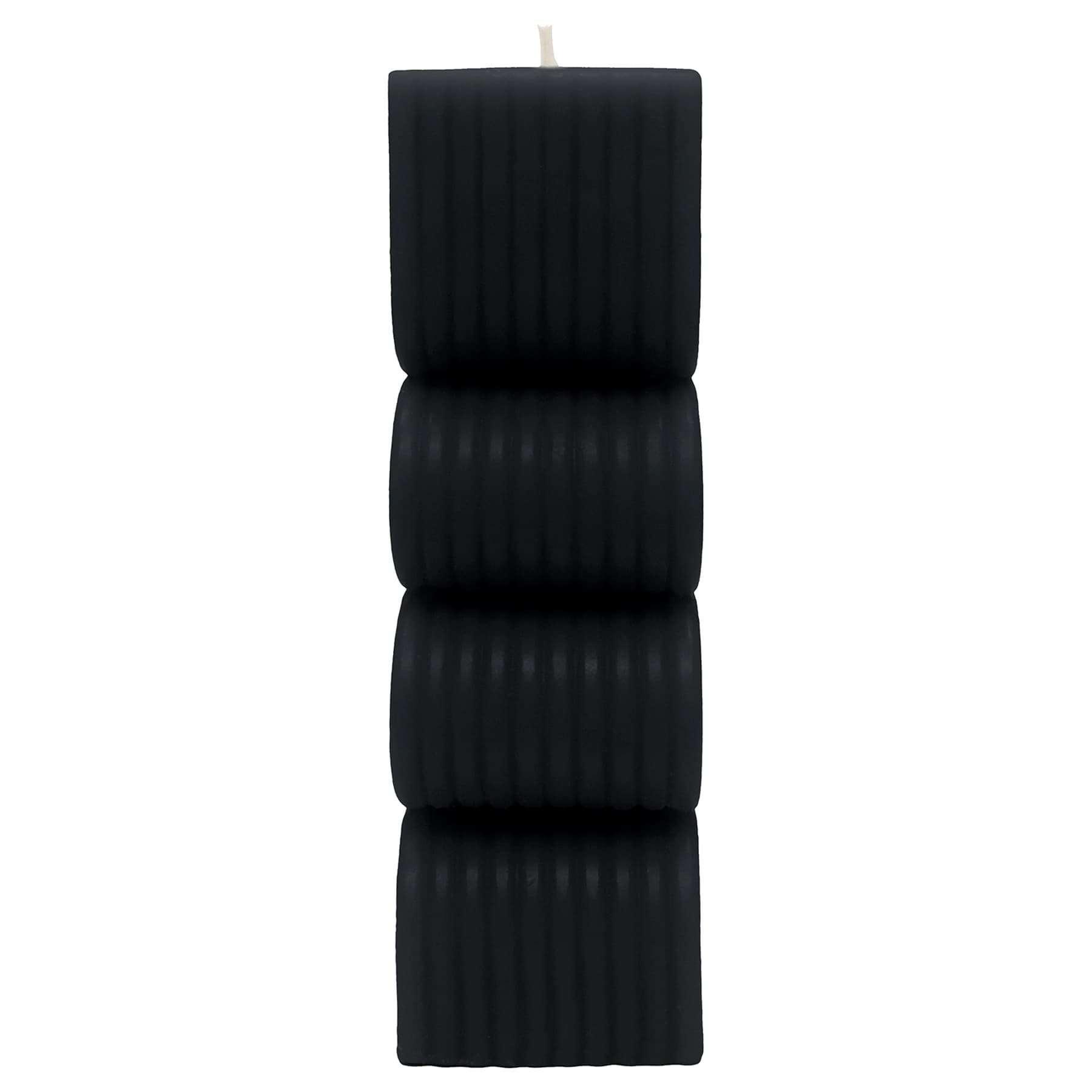 Crosby St. Black Unscented Modern Wavy Pillar Candle, 3x8