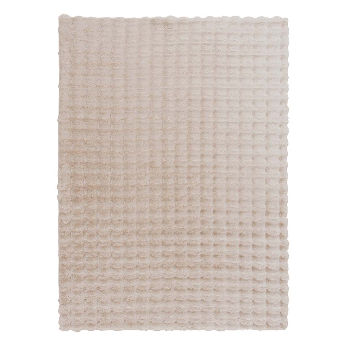(B883) Crosby St. Beige Bebel Faux Fur Shag Area Rug, 5x7