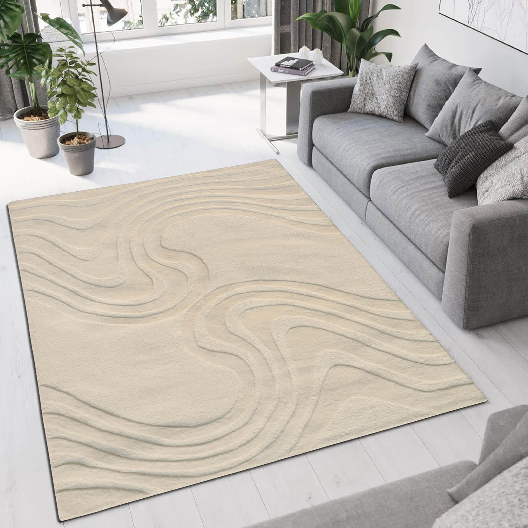 (A492) Crosby St. Lagon Ivory High-Low Area Rug, 8x10