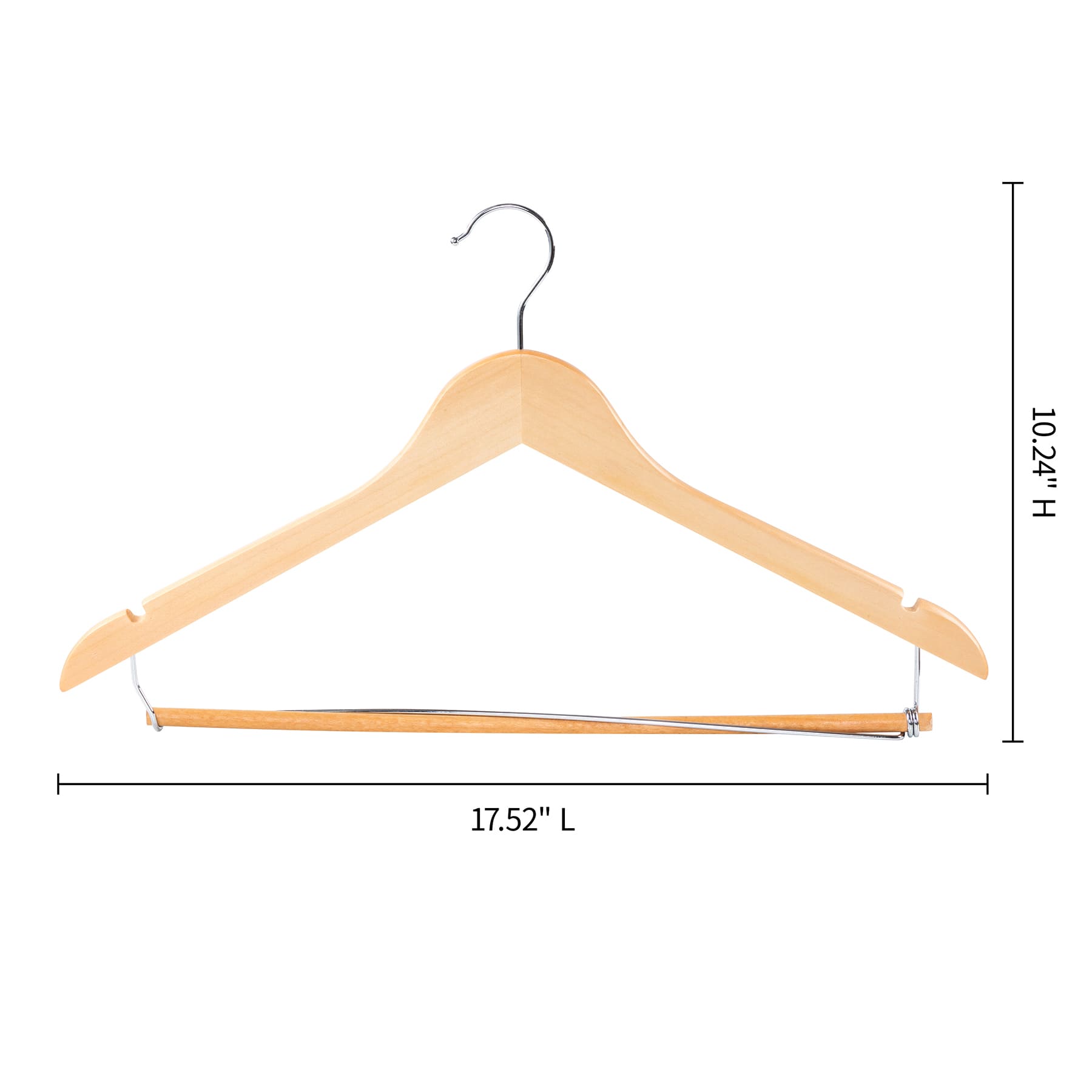 5-Piece Suit Hangers with Bar, Natural Wood