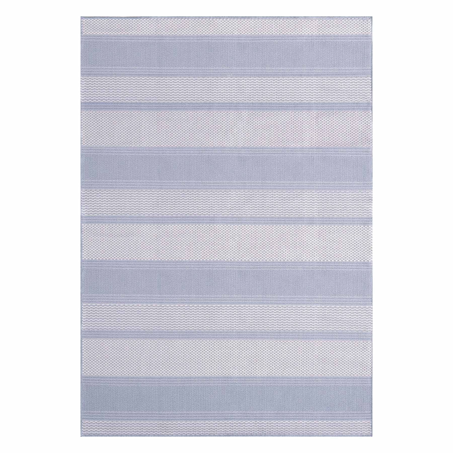 Grey & Blue Fifer Striped Outdoor Area Rug, 5x7