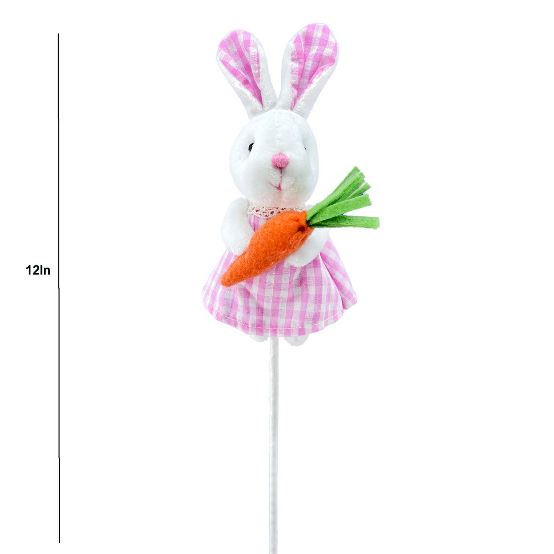 Homespun Easter Pink Bunny Pick, 12"