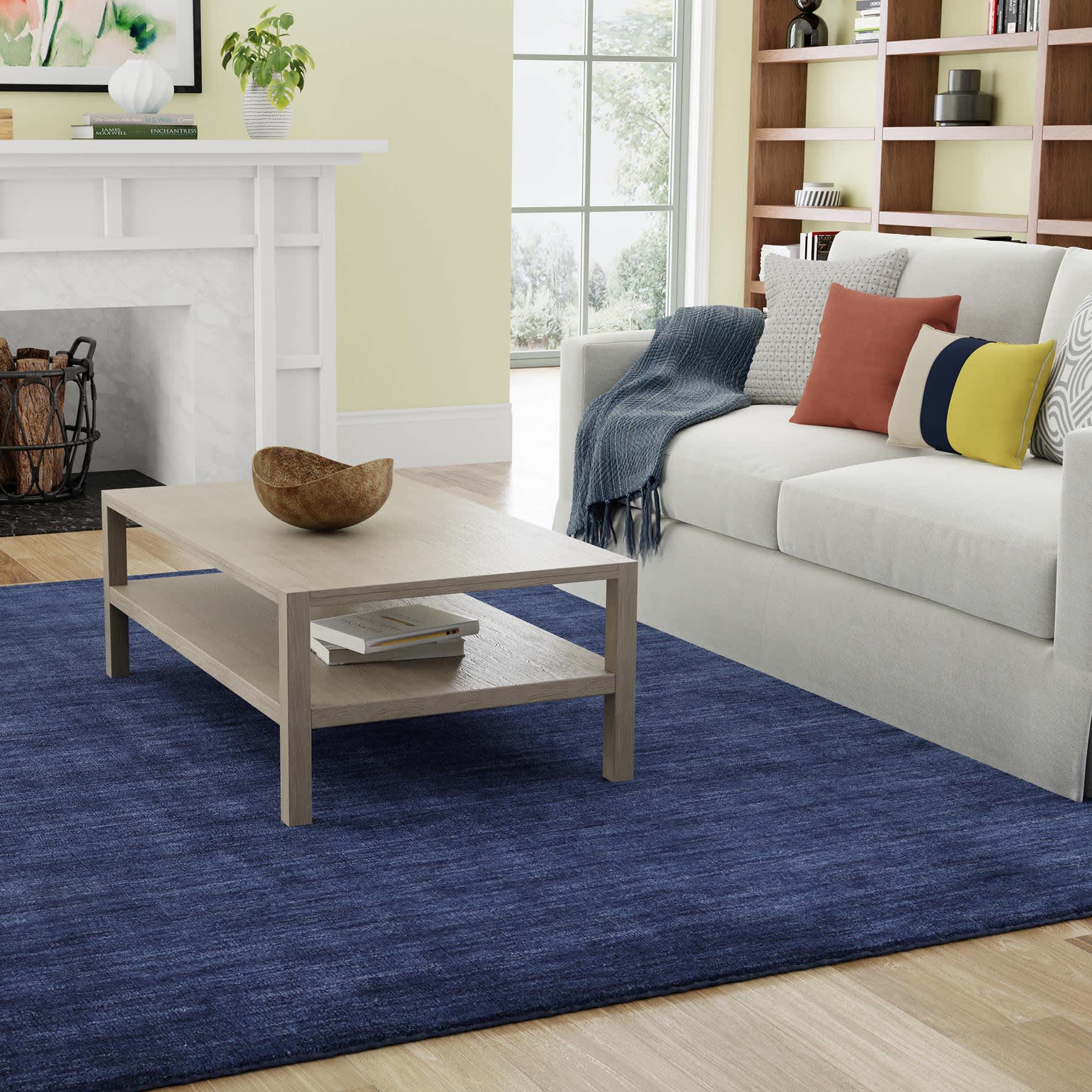 (A506) Ty Pennington Whitaker Navy Blue Wool Tufted Area Rug, 5x7