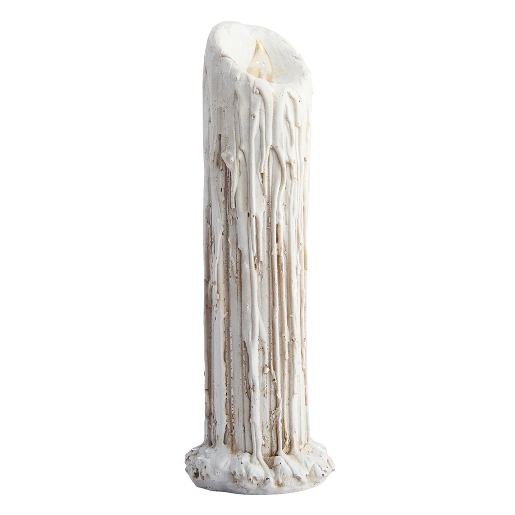 Midnight Shadows Cream Candle with Light, 7.8"
