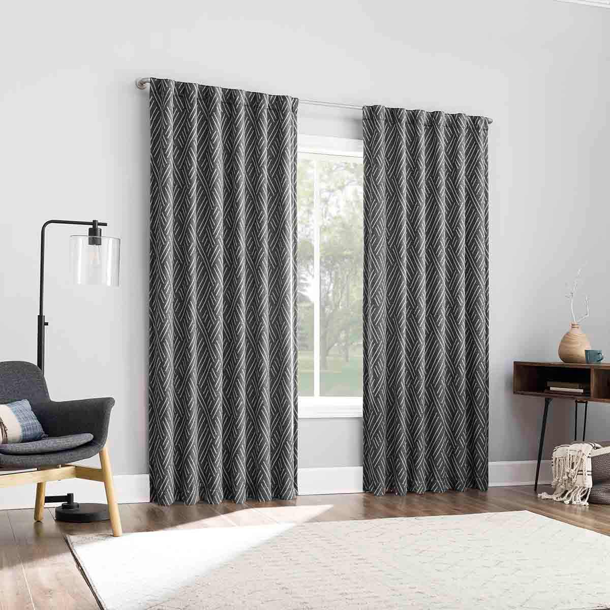Arvid Coal Grey Blackout Curtain Panel, 84"