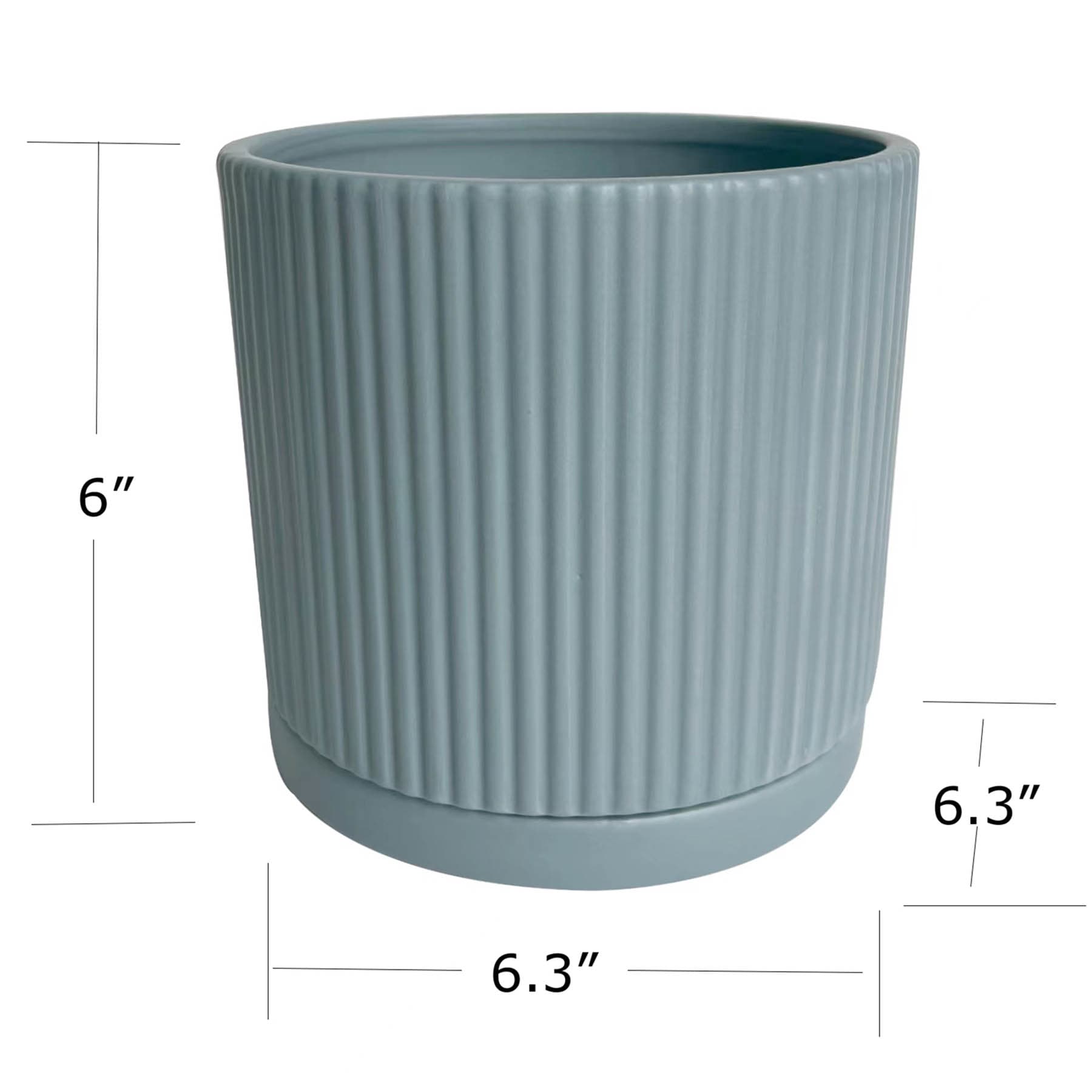 Indoor Blue Striped Planter, 6"