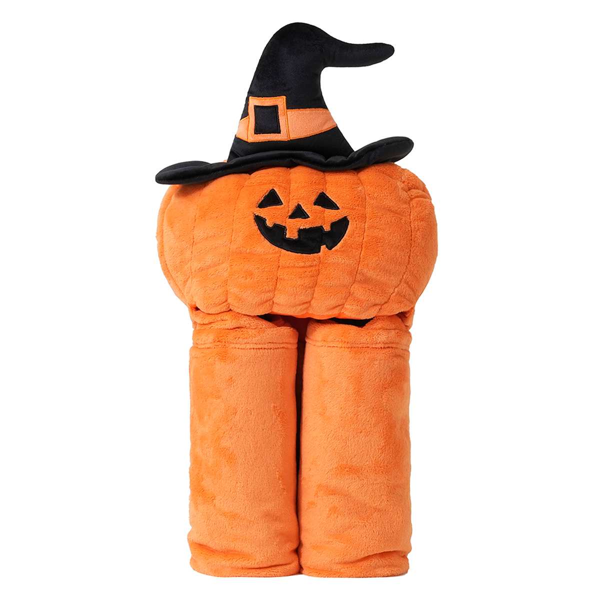 Hooded Halloween Pumpkin Throw Blanket
