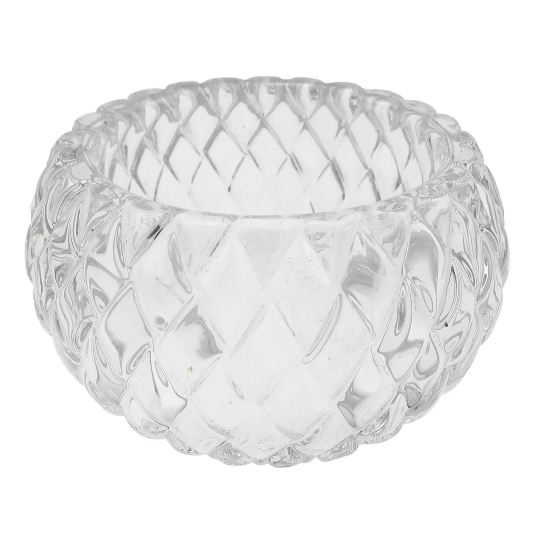 Embossed Clear Glass Tealight Candle Holder, 3"