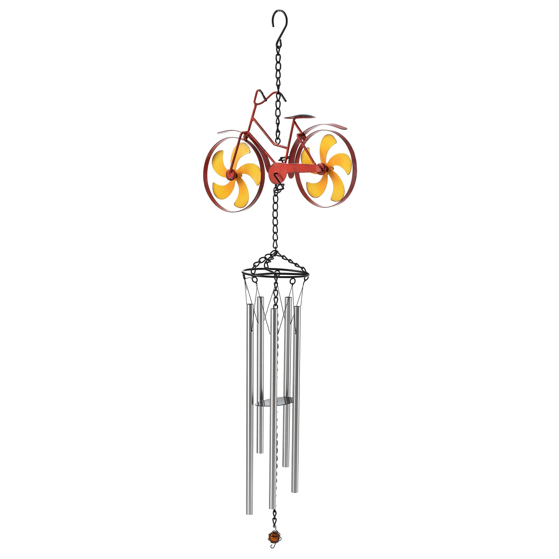 Red Metal Bike Wind Chime, 43"