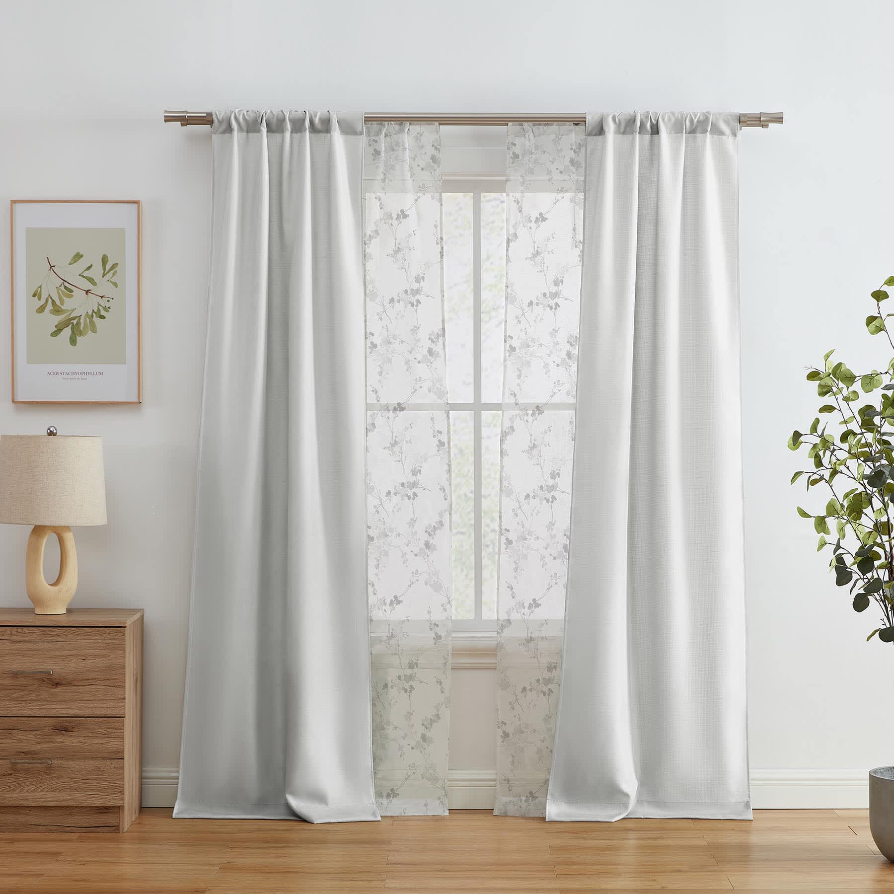 4-Pack Ryder & Greenwood Light Grey Light Filtering Curtain Panels, 84"
