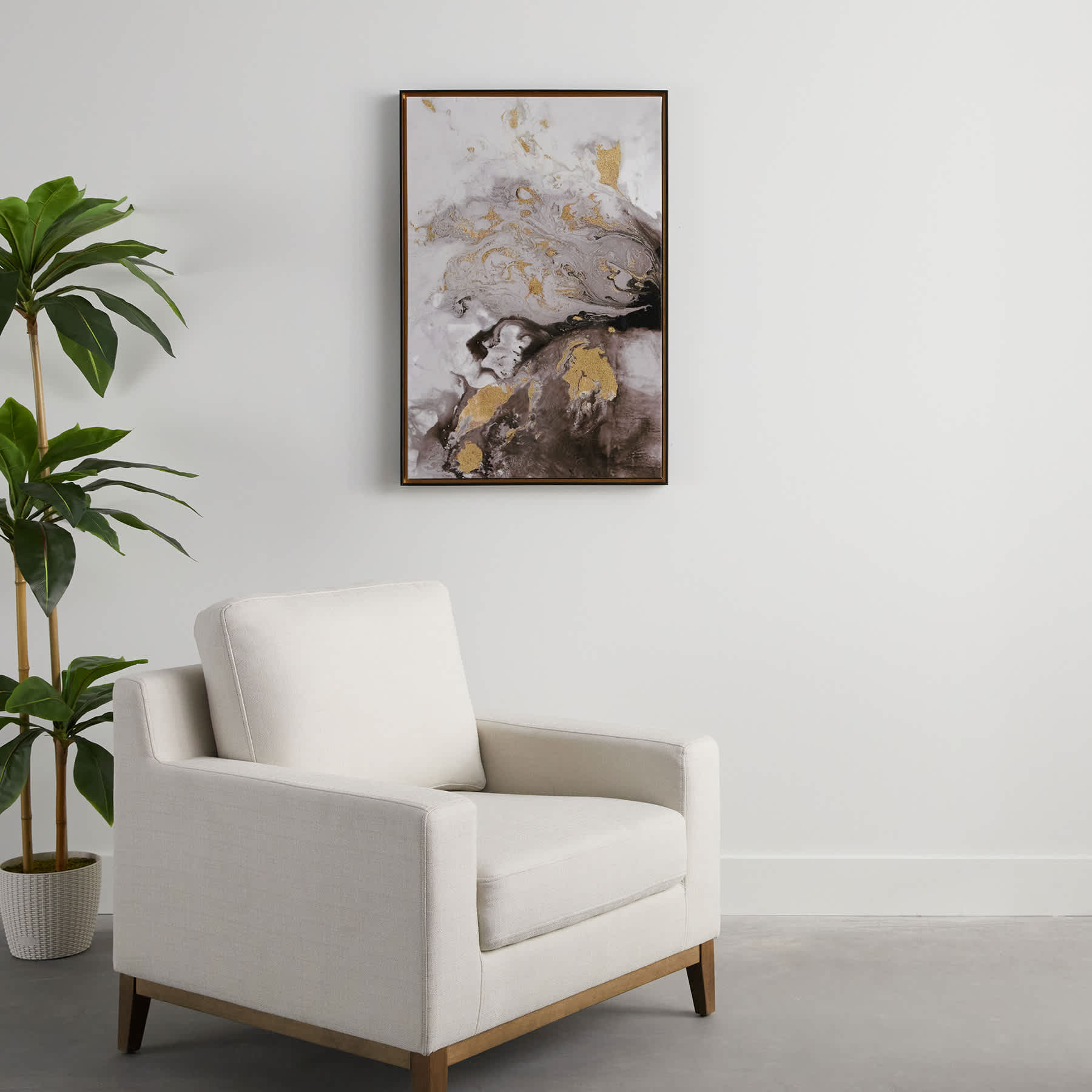 Grey Abstract Framed Embellished Canvas Wall Art, 25x37