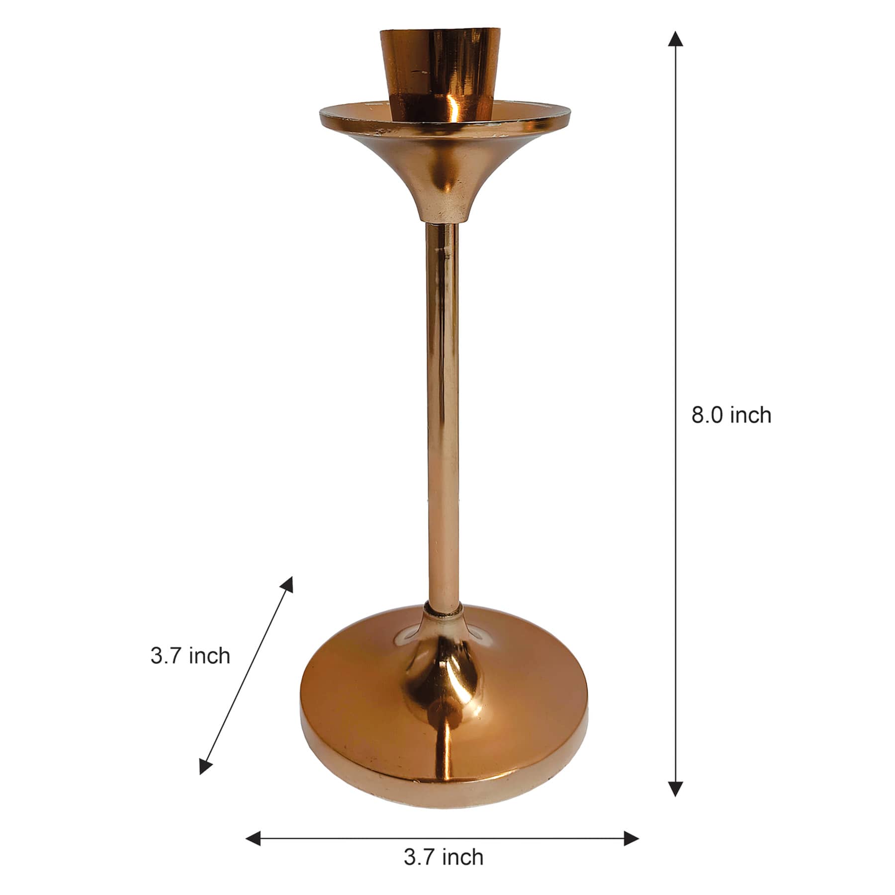 Copper Taper Candle Holder, 8"