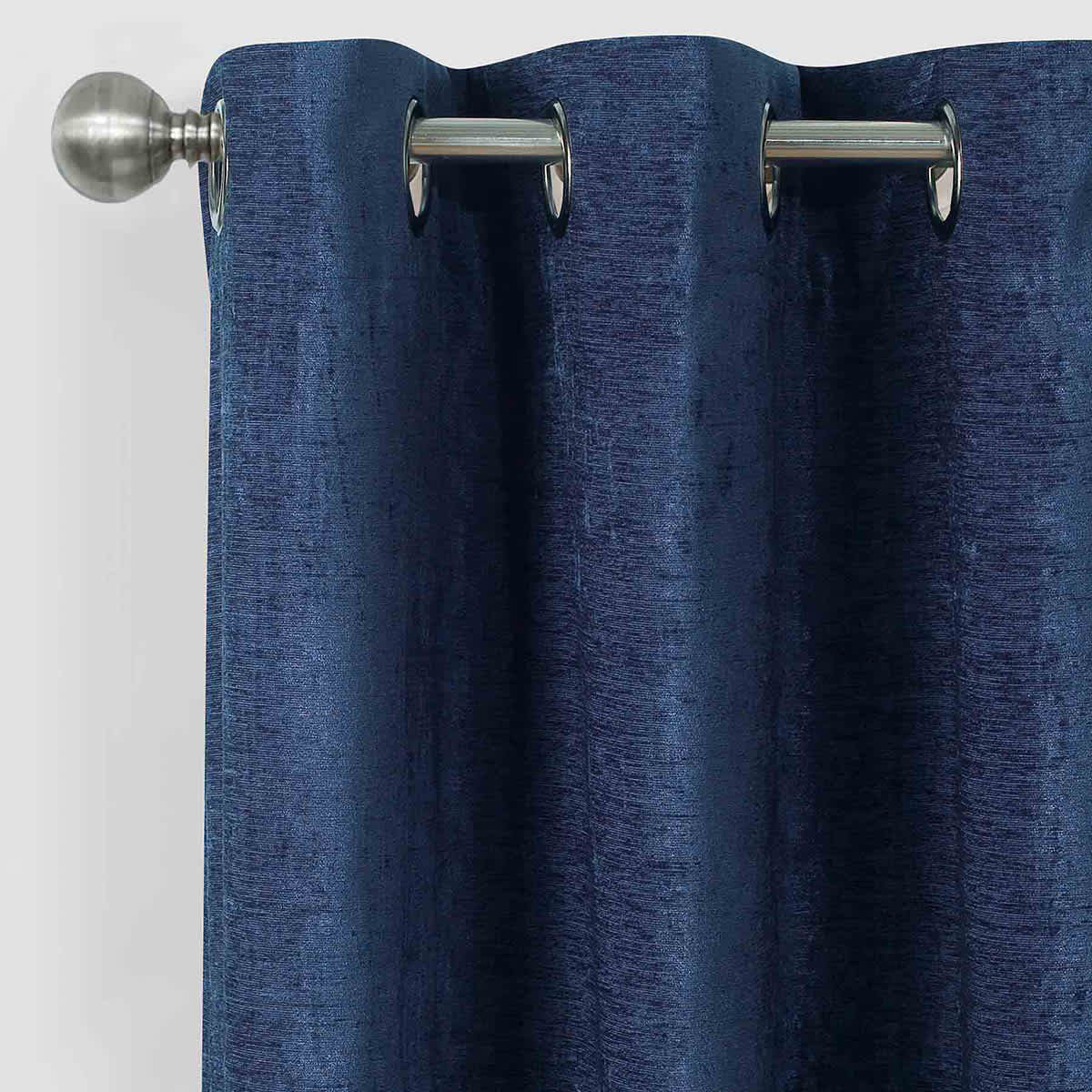 Navy Chenille Blackout Grommet Curtain Panel, 84"